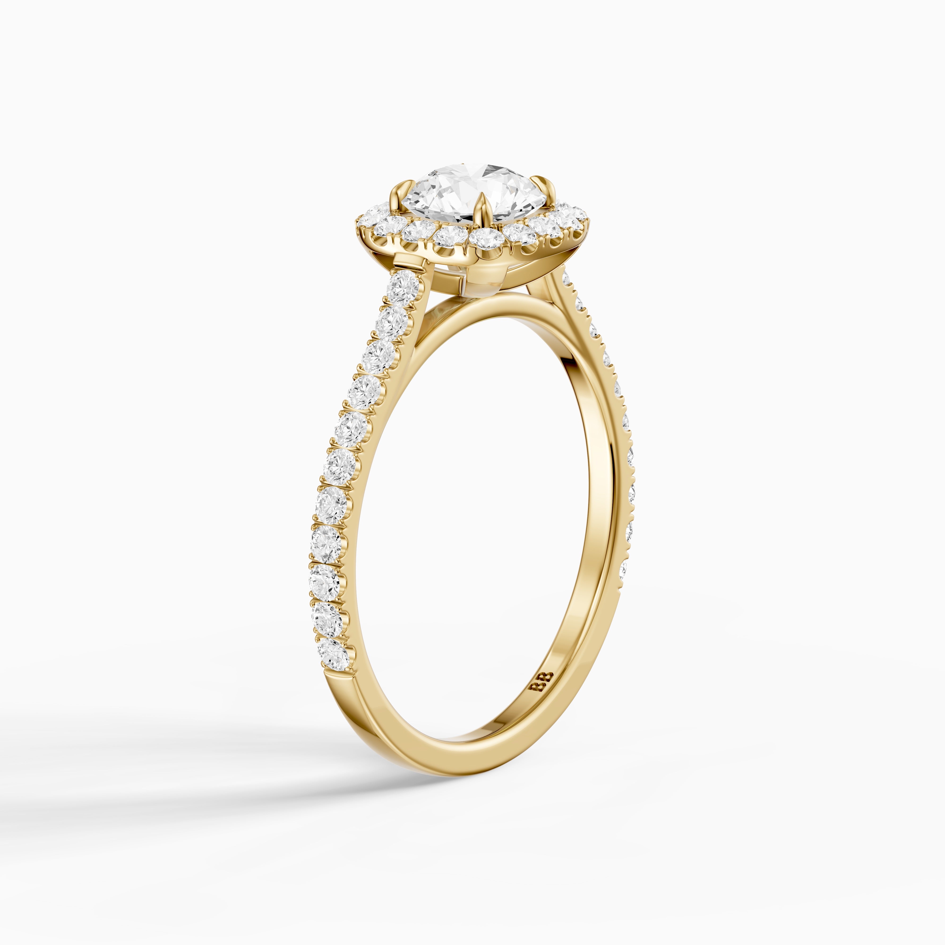 Carrah Round Cut Halo Pave Side Stone Lab Grown Diamond Ring