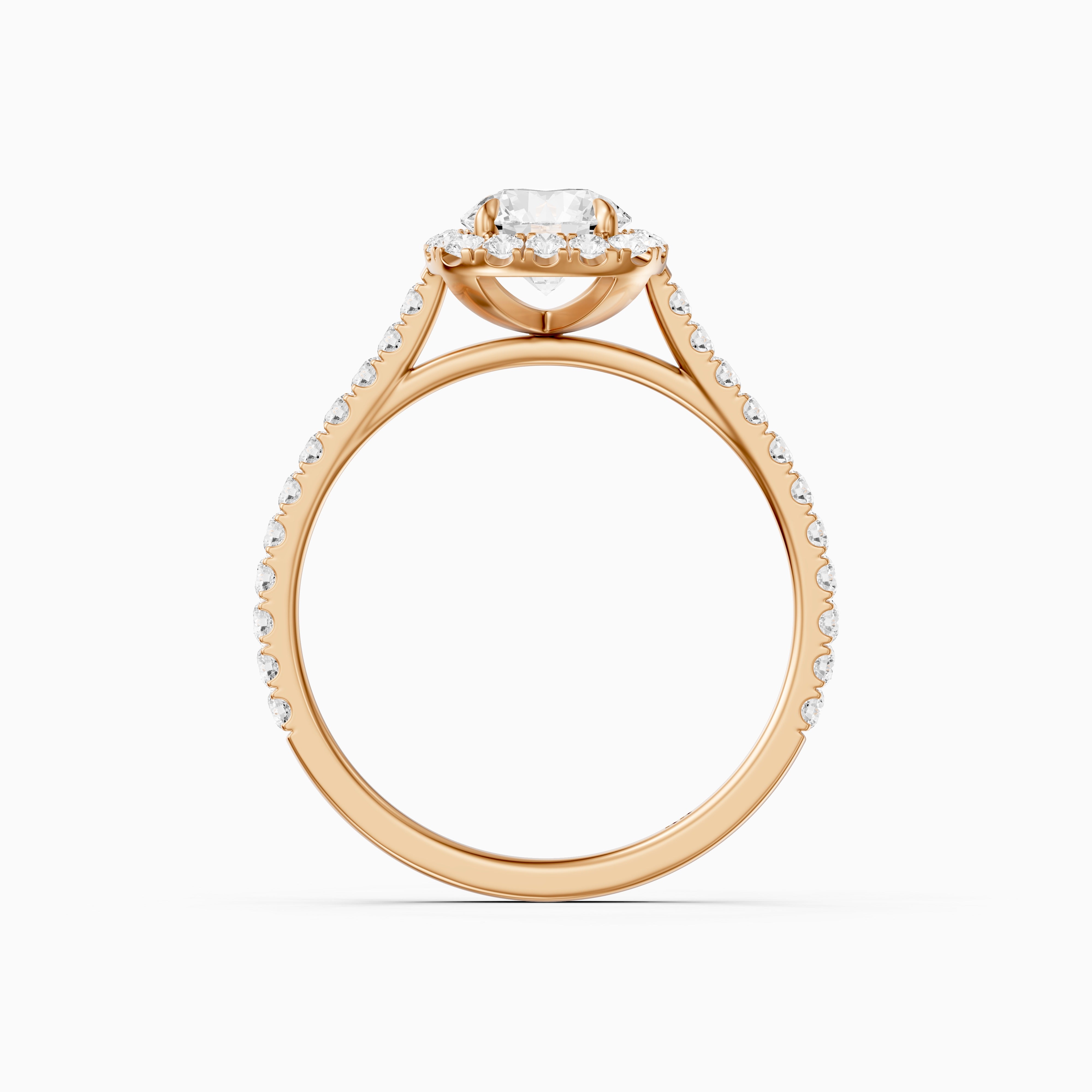 Carrah Round Cut Halo Pave Side Stone Moissanite Diamond Ring