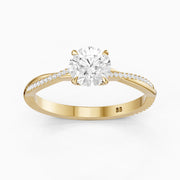Carrie Round Cut Twisted Pave Side Stone Moissanite Diamond Ring