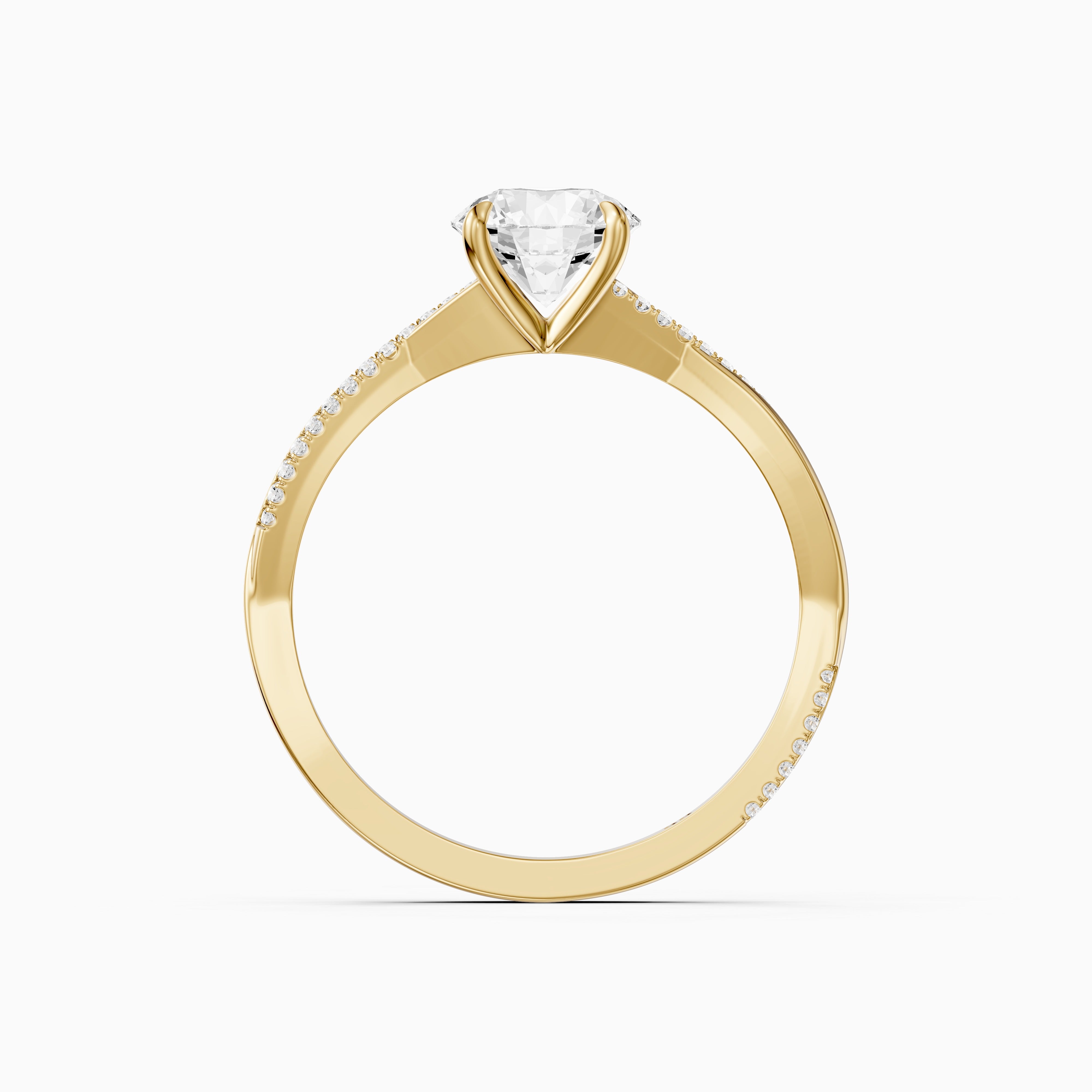 Carrie Round Cut Twisted Pave Side Stone Moissanite Diamond Ring