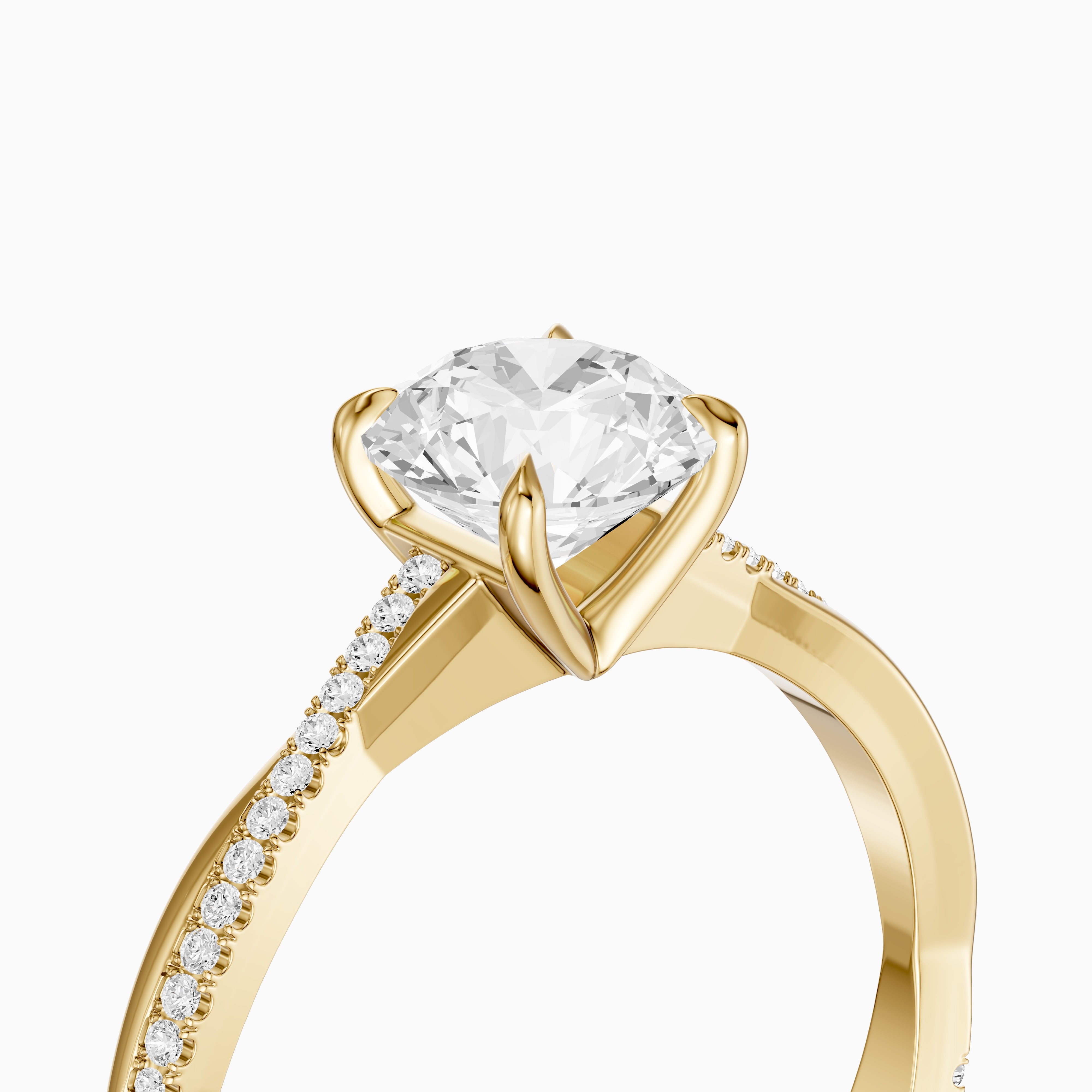 Carrie Round Cut Twisted Pave Side Stone Moissanite Diamond Ring