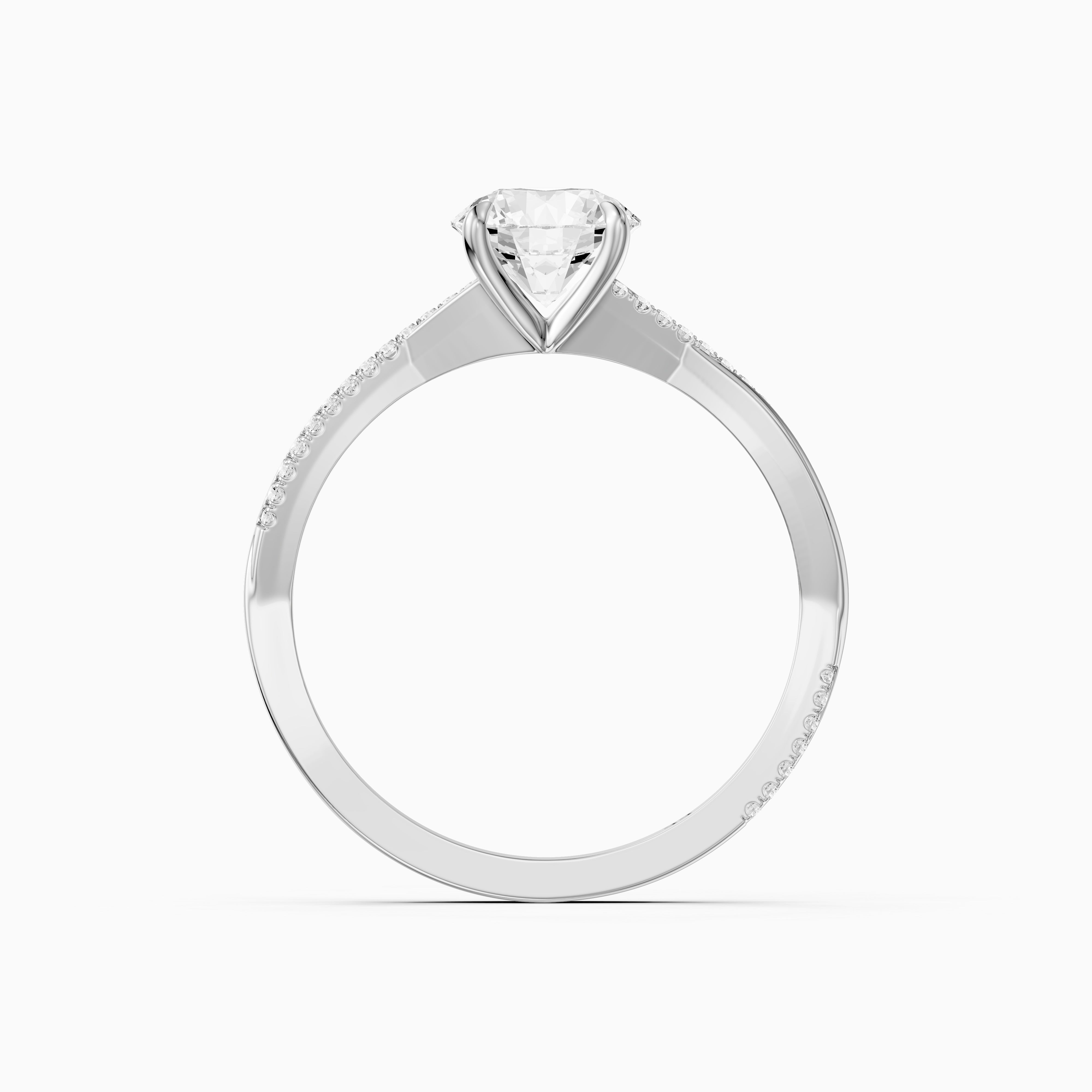 Carrie Round Cut Twisted Pave Side Stone Moissanite Diamond Ring