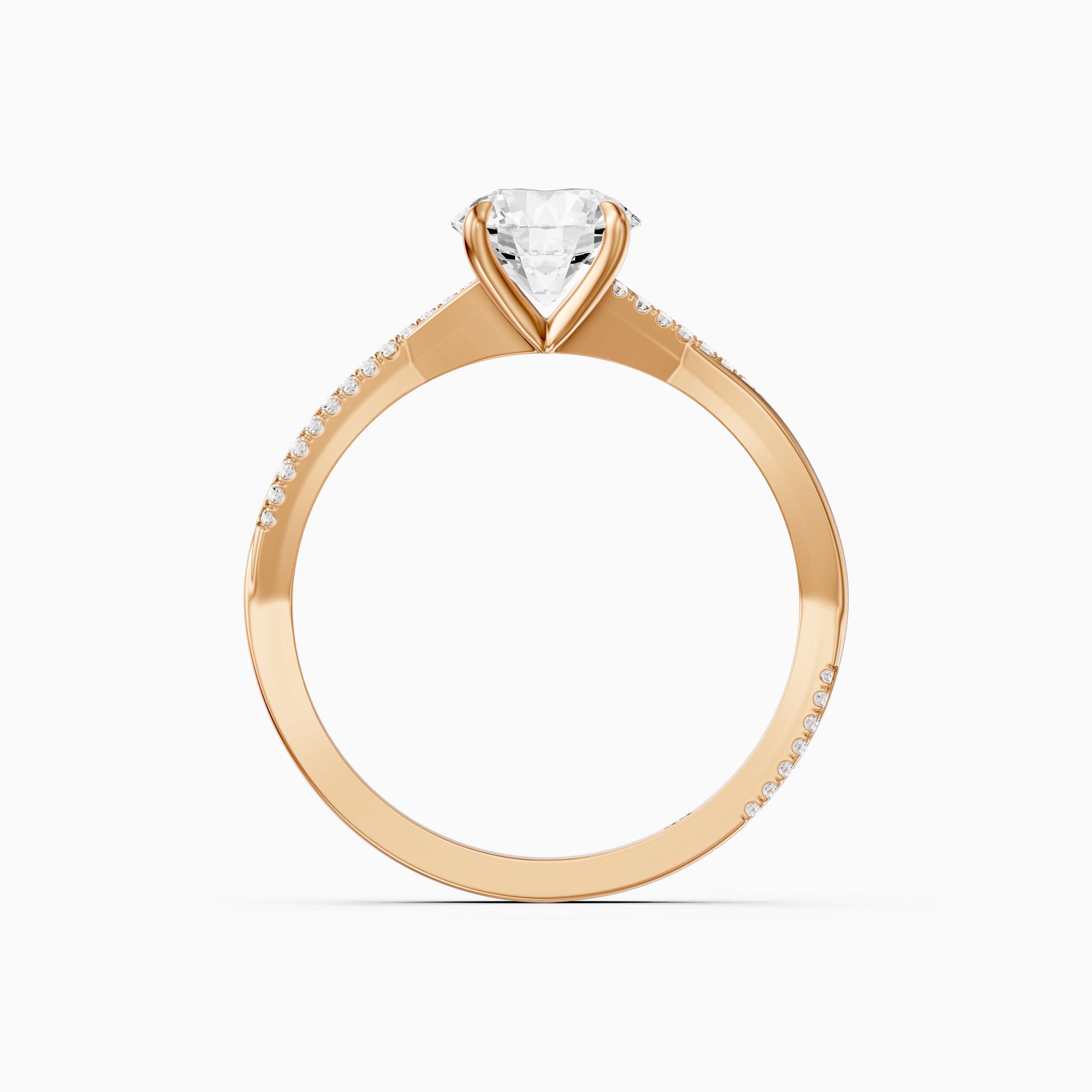Carrie Round Cut Twisted Pave Side Stone Moissanite Diamond Ring