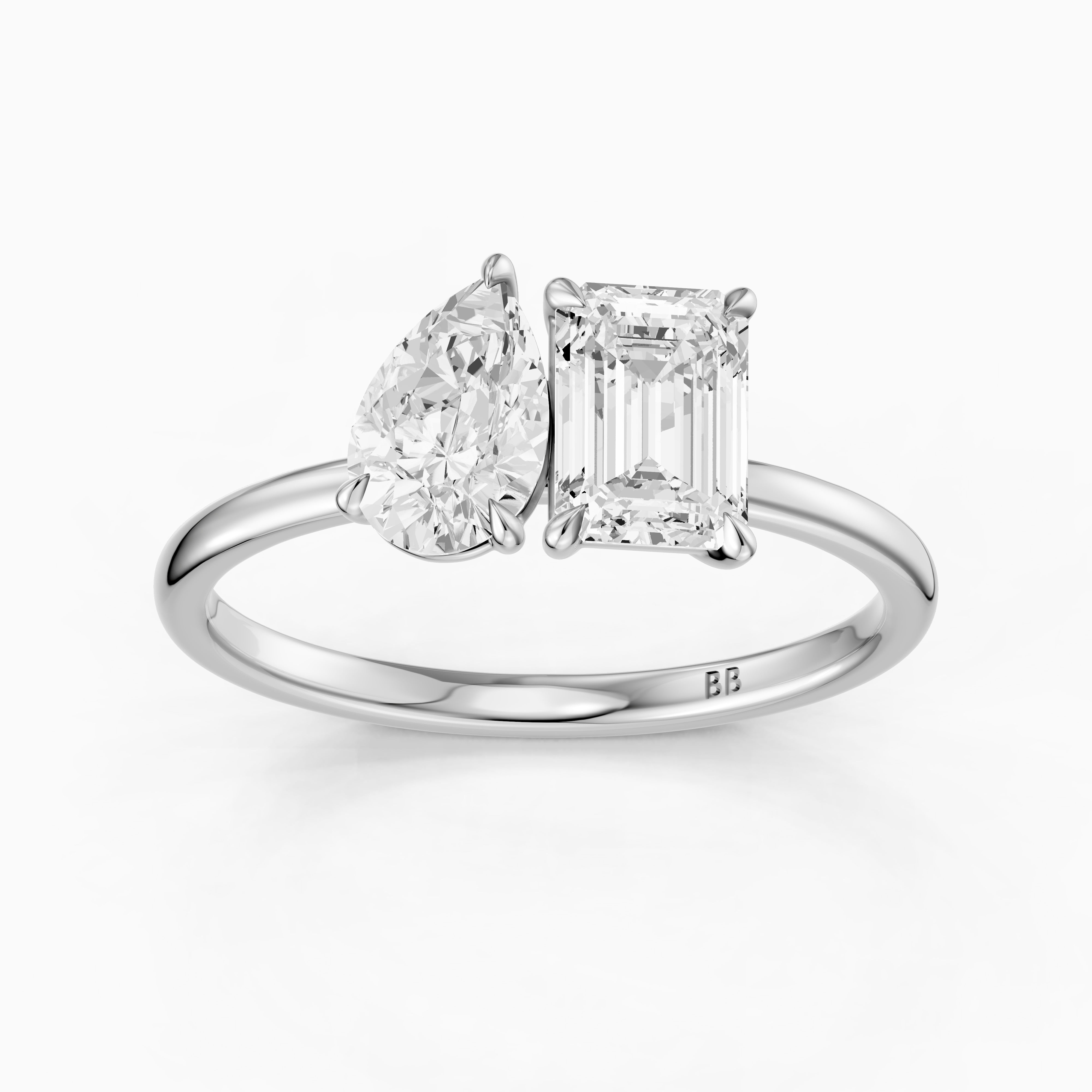 Payton Toi Et Moi Engagement Ring With Pear and Emerald Lab Grown Diamonds