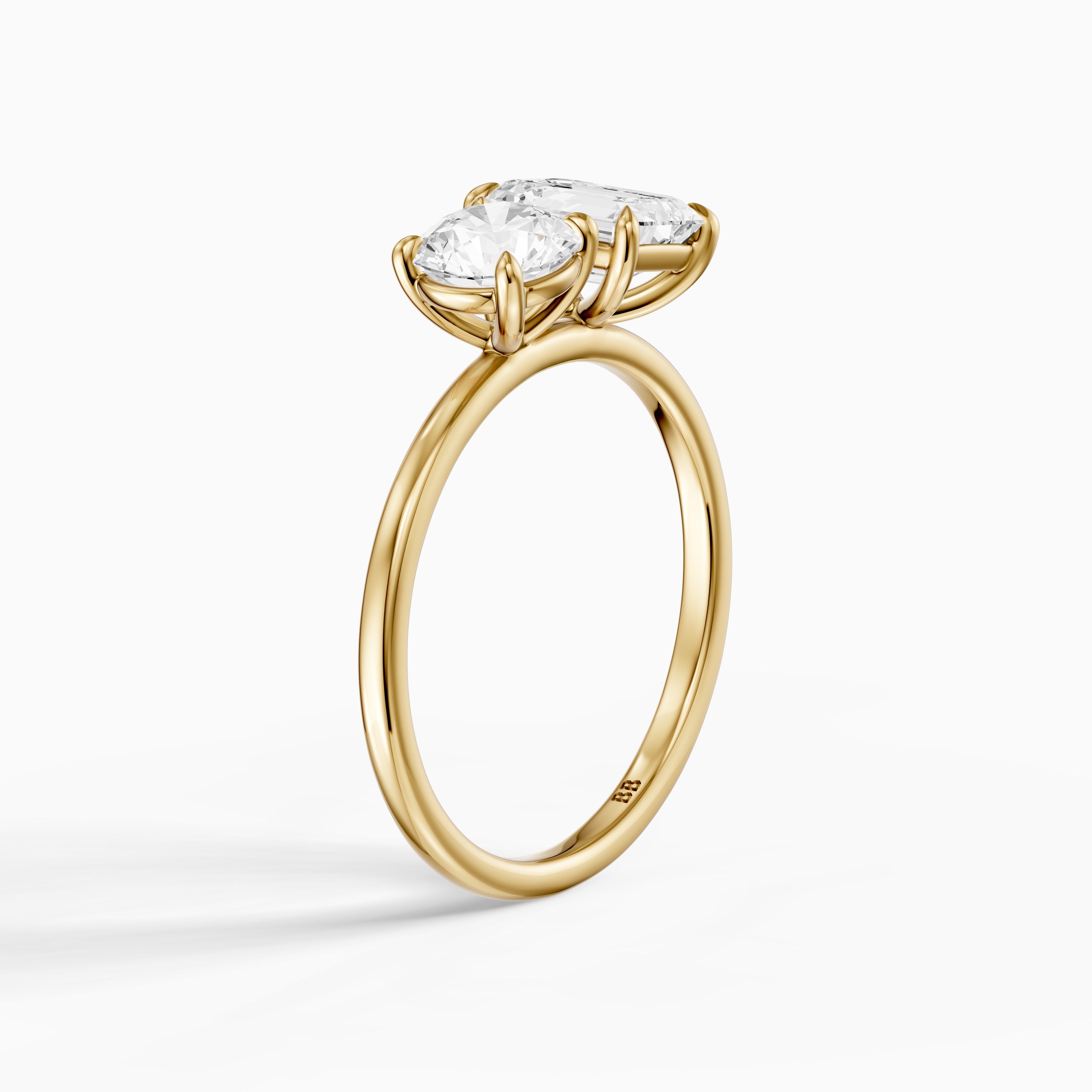 Ayslee Toi Et Moi Engagement Ring With Round and Emerald Cut Moissanite Diamonds