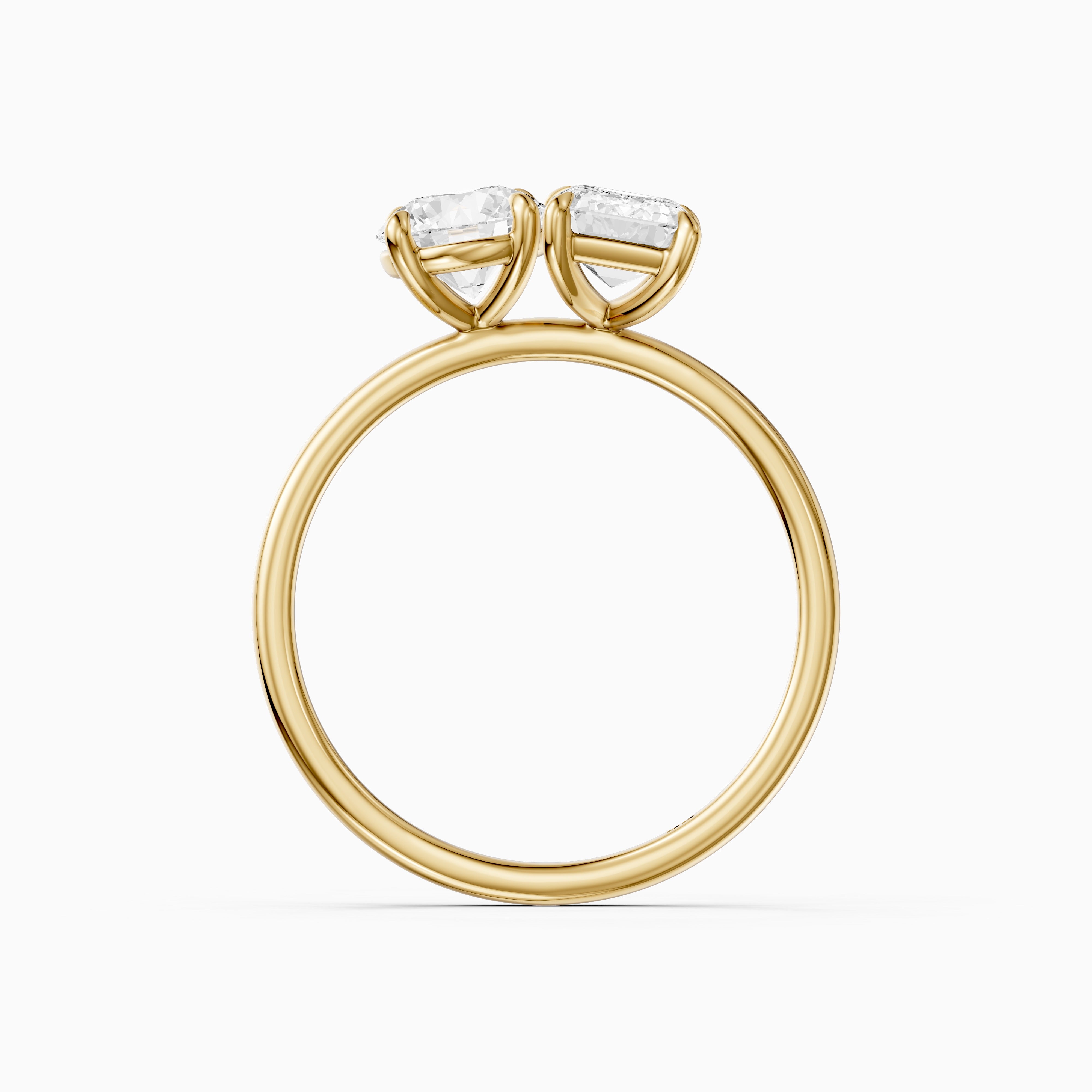 Ayslee Toi Et Moi Engagement Ring With Round and Emerald Cut Moissanite Diamonds