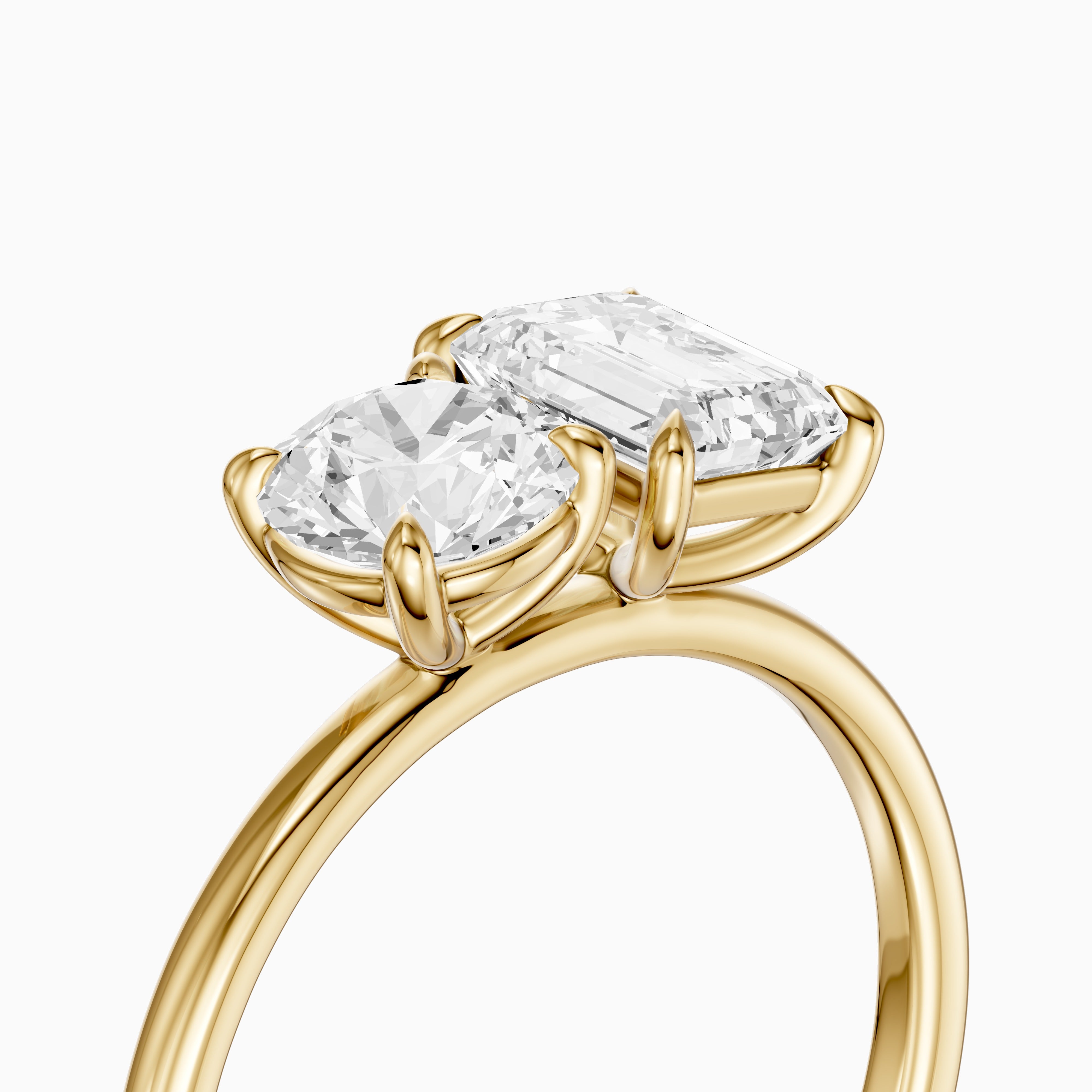 Ayslee Toi Et Moi Engagement Ring With Round and Emerald Cut Moissanite Diamonds