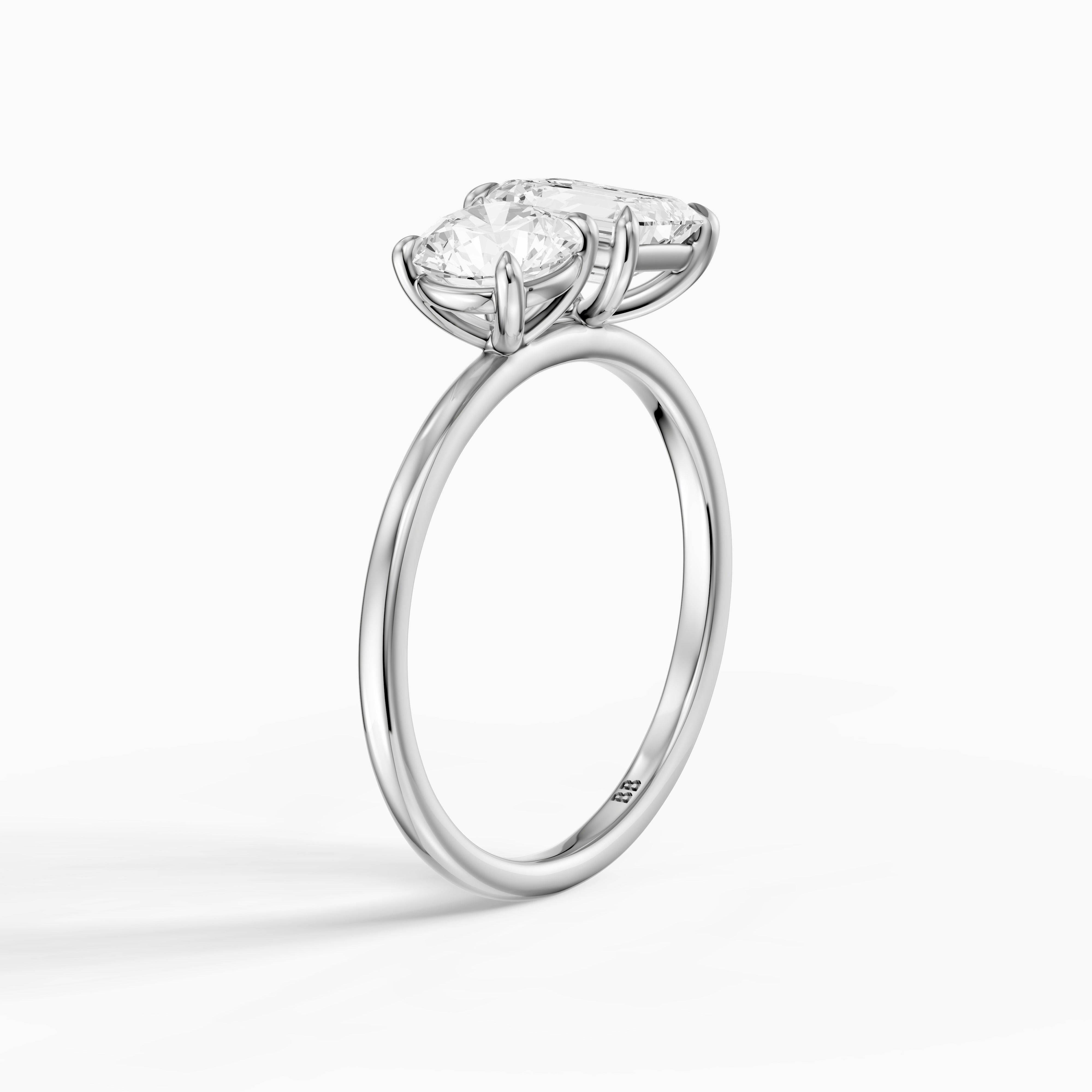 Ayslee Toi Et Moi Engagement Ring With Round and Emerald Cut Moissanite Diamonds