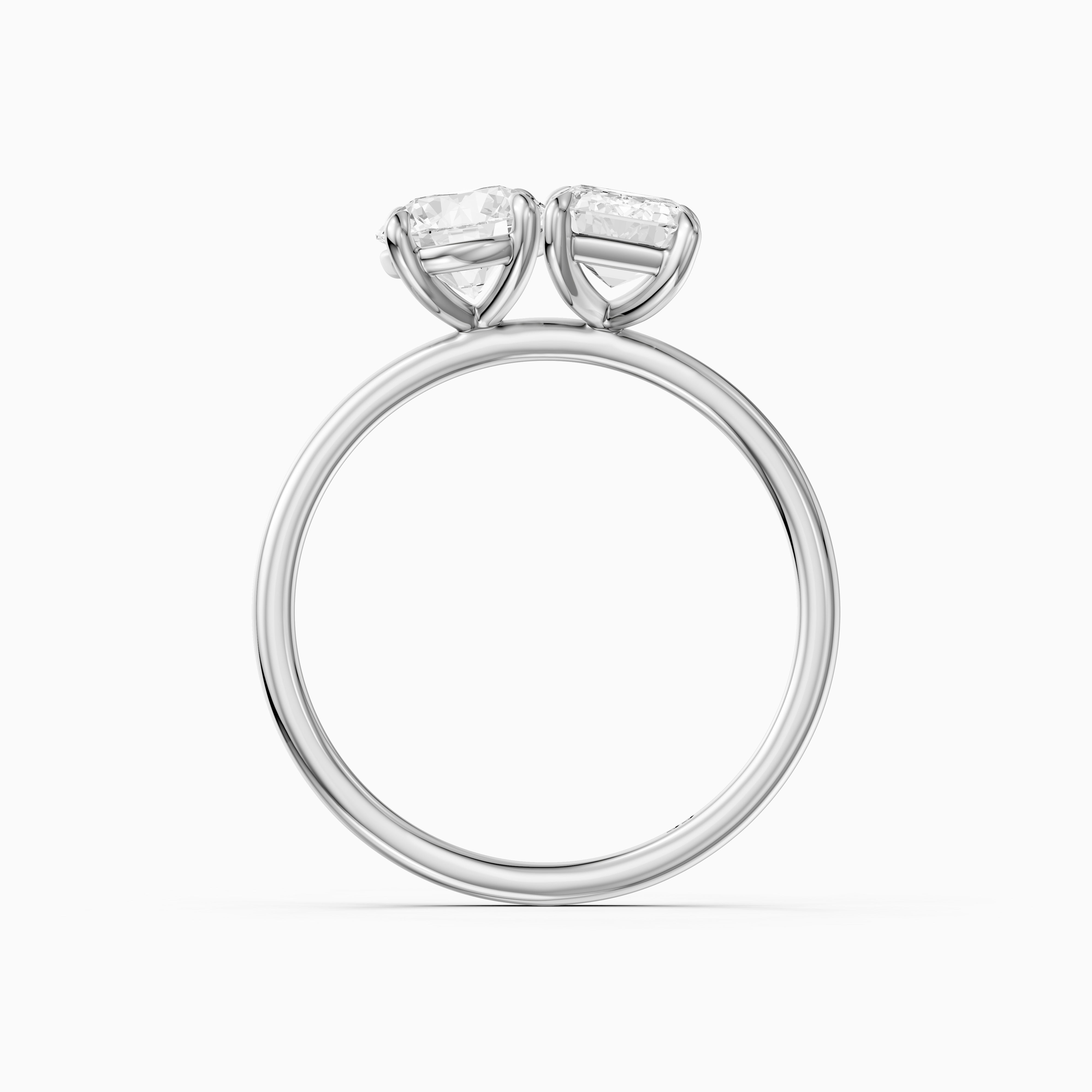 Ayslee Toi Et Moi Engagement Ring With Round and Emerald Cut Moissanite Diamonds