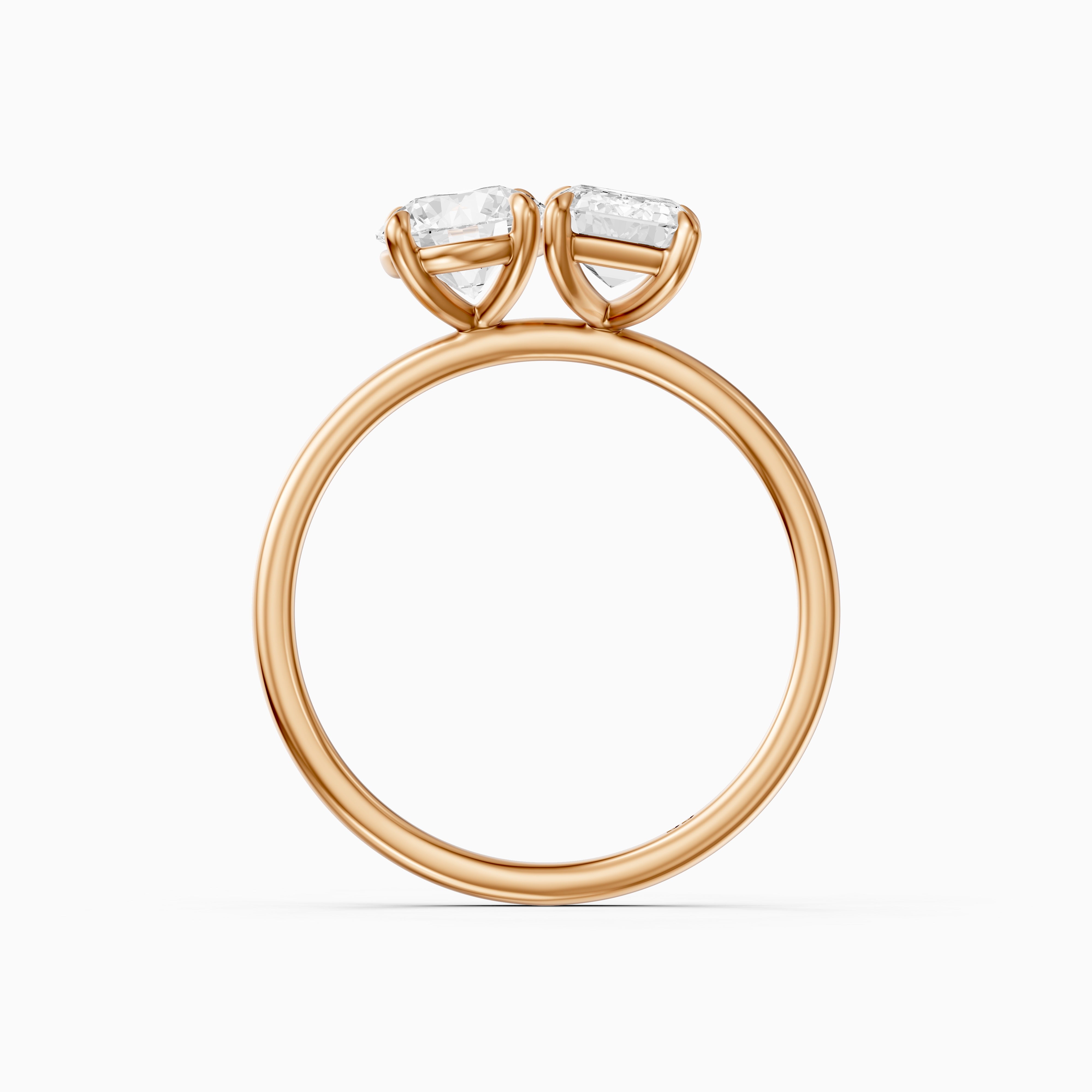 Ayslee Toi Et Moi Engagement Ring With Round and Emerald Cut Moissanite Diamonds