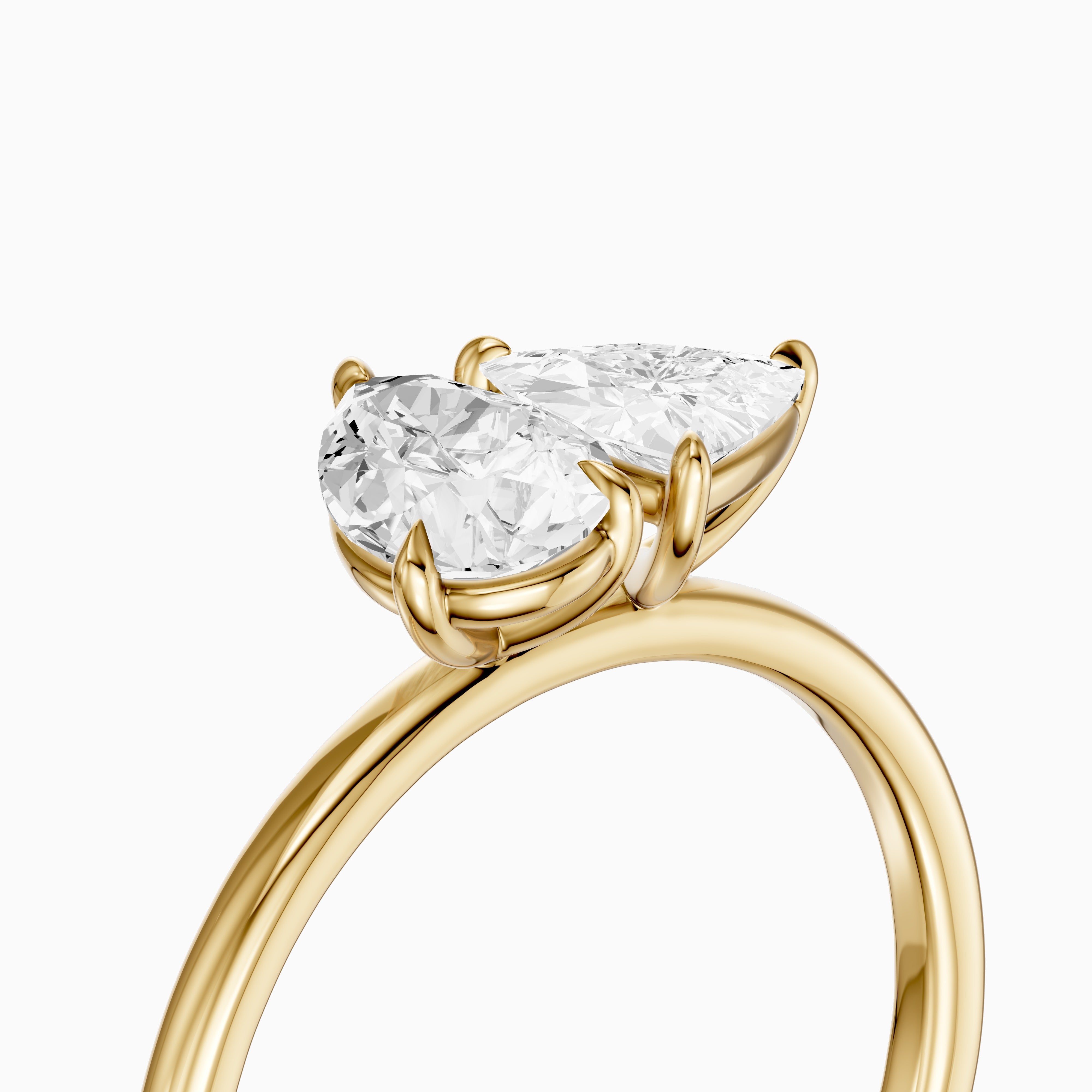 Roselyn Toi Et Moi Engagement Ring With Pear and Trillion Cut Moissanite Diamond