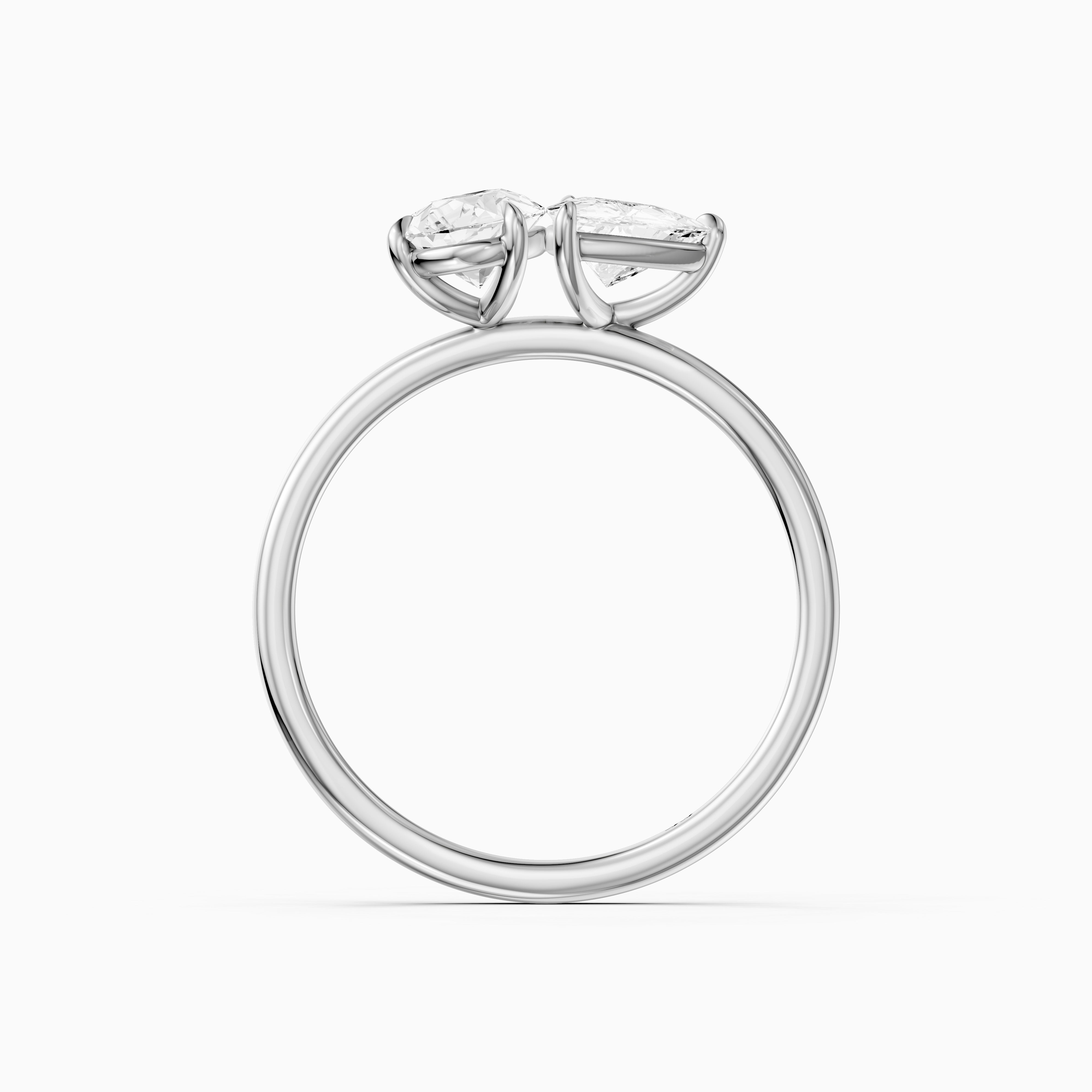 Roselyn Toi Et Moi Engagement Ring With Pear and Trillion Cut Moissanite Diamond