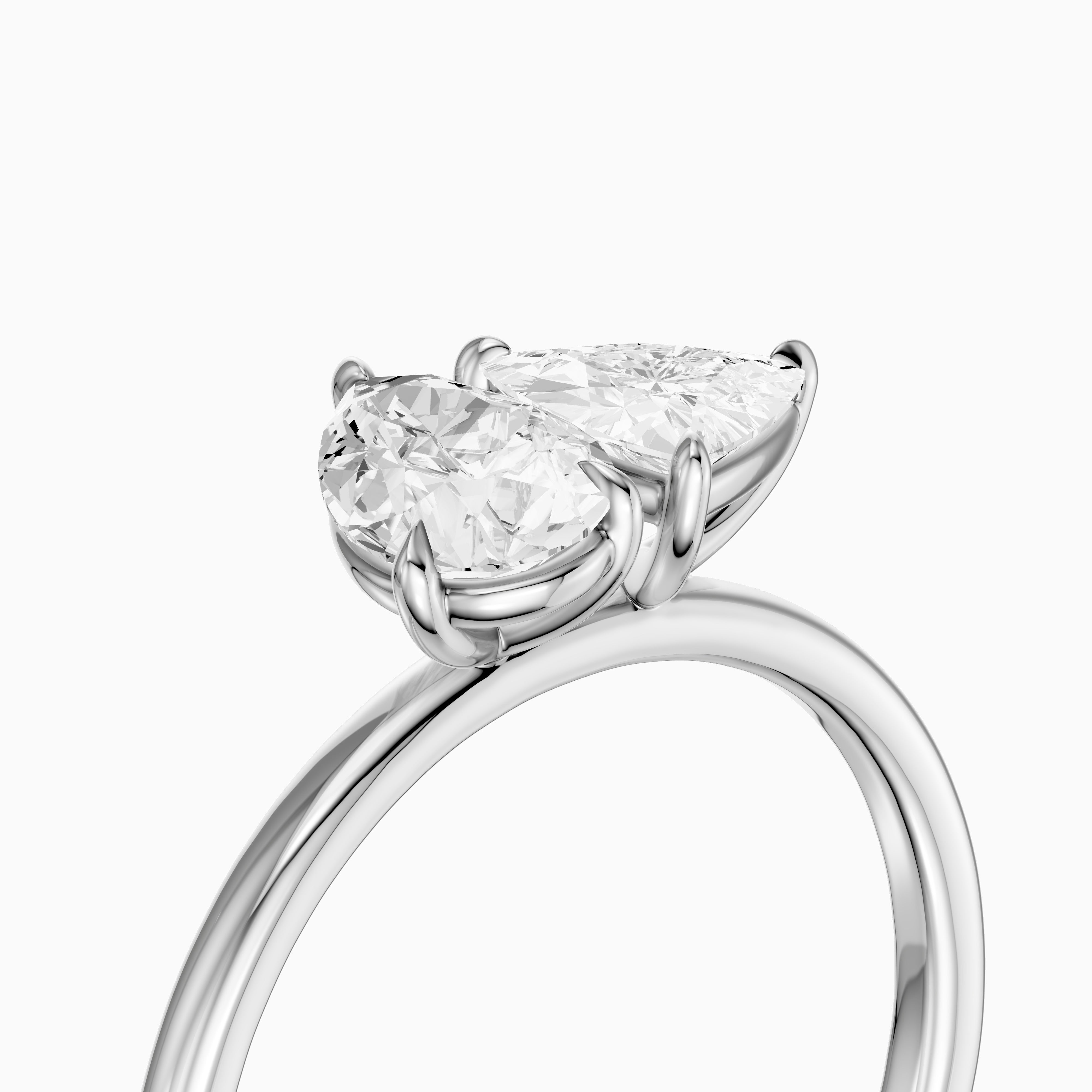 Roselyn Toi Et Moi Engagement Ring With Pear and Trillion Cut Moissanite Diamond