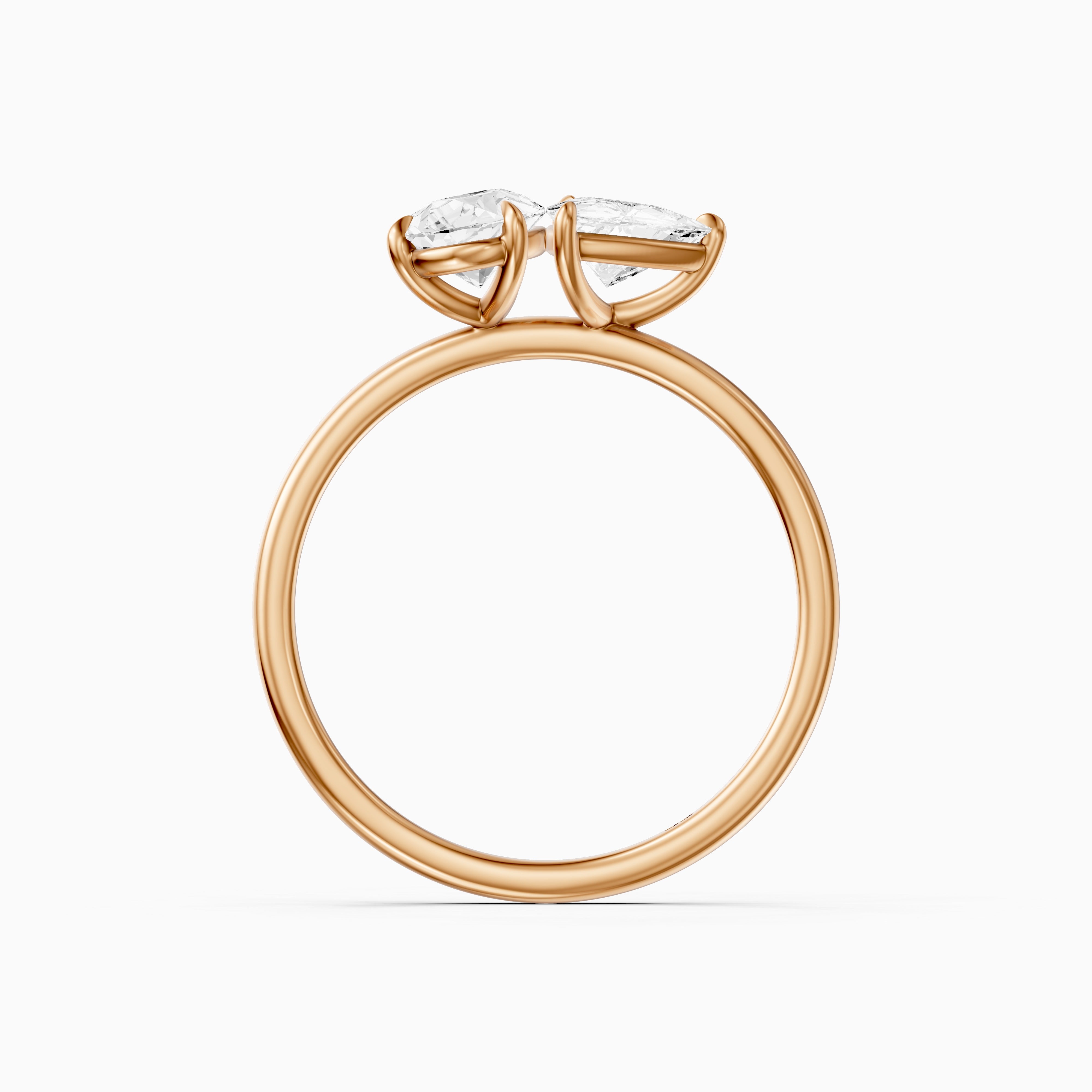 Roselyn Toi Et Moi Engagement Ring With Pear and Trillion Cut Moissanite Diamond