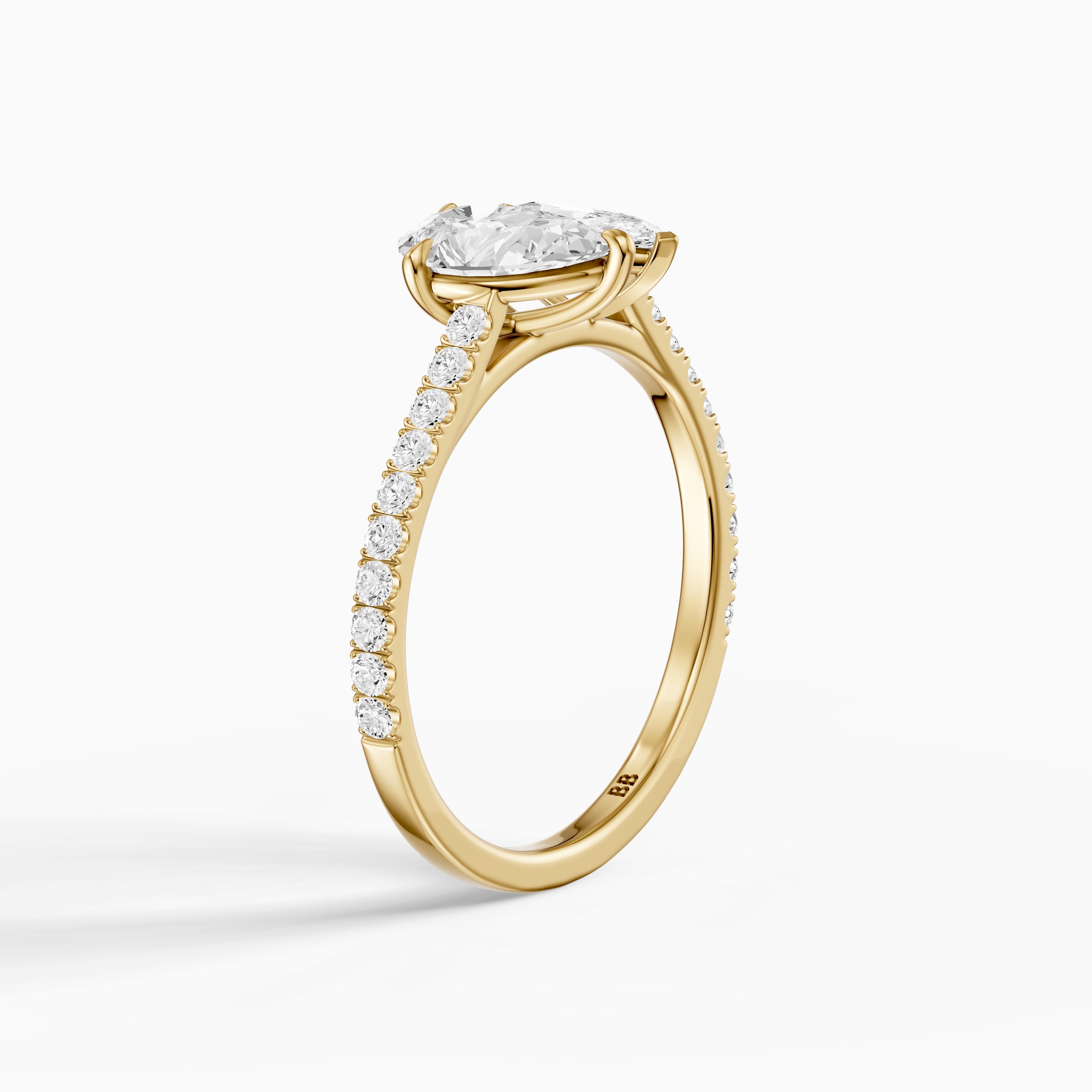 Braely Toi Et Moi Pave Side Stone Ring With Pear and Marquise Moissanite Diamond