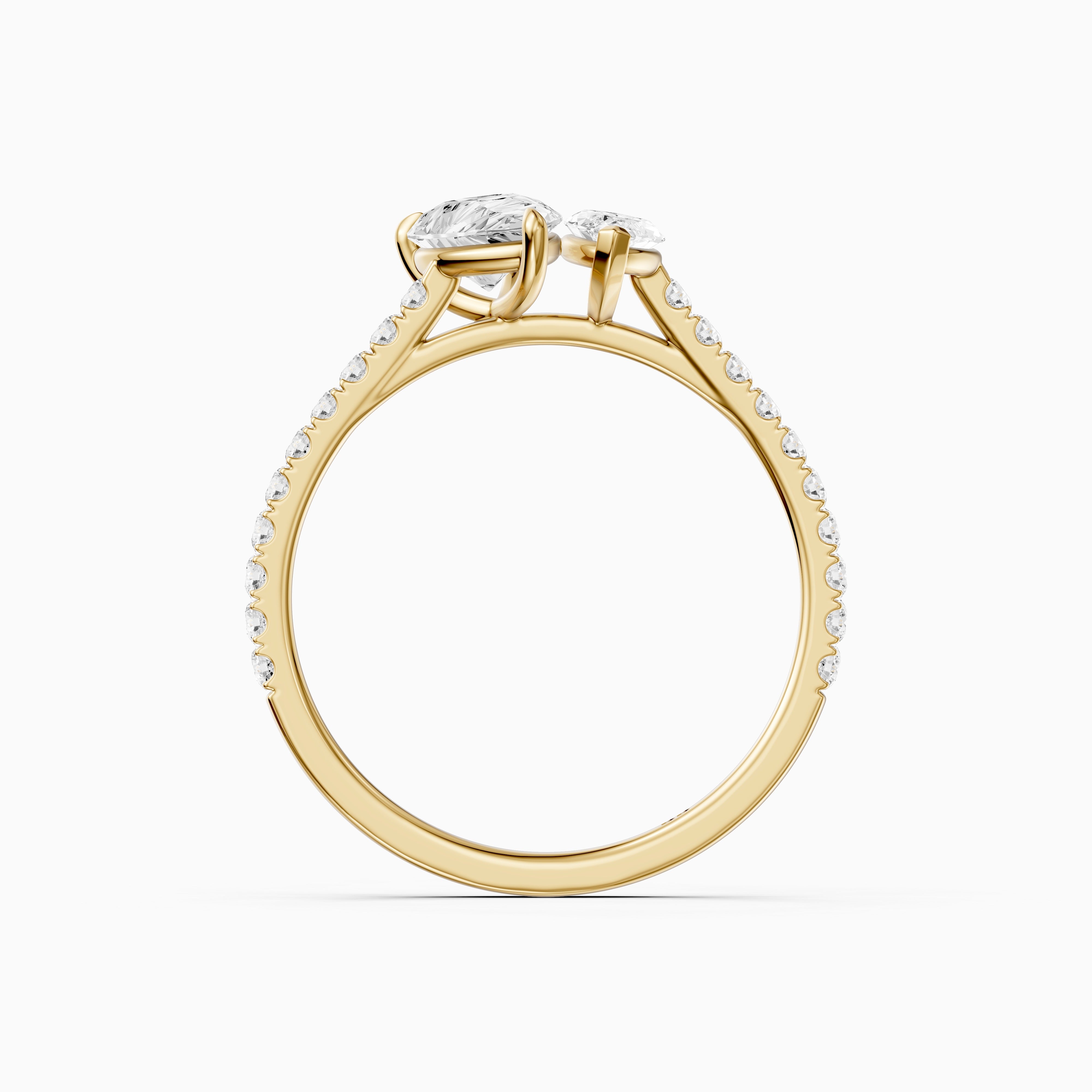 Braely Toi Et Moi Pave Side Stone Ring With Pear and Marquise Moissanite Diamond