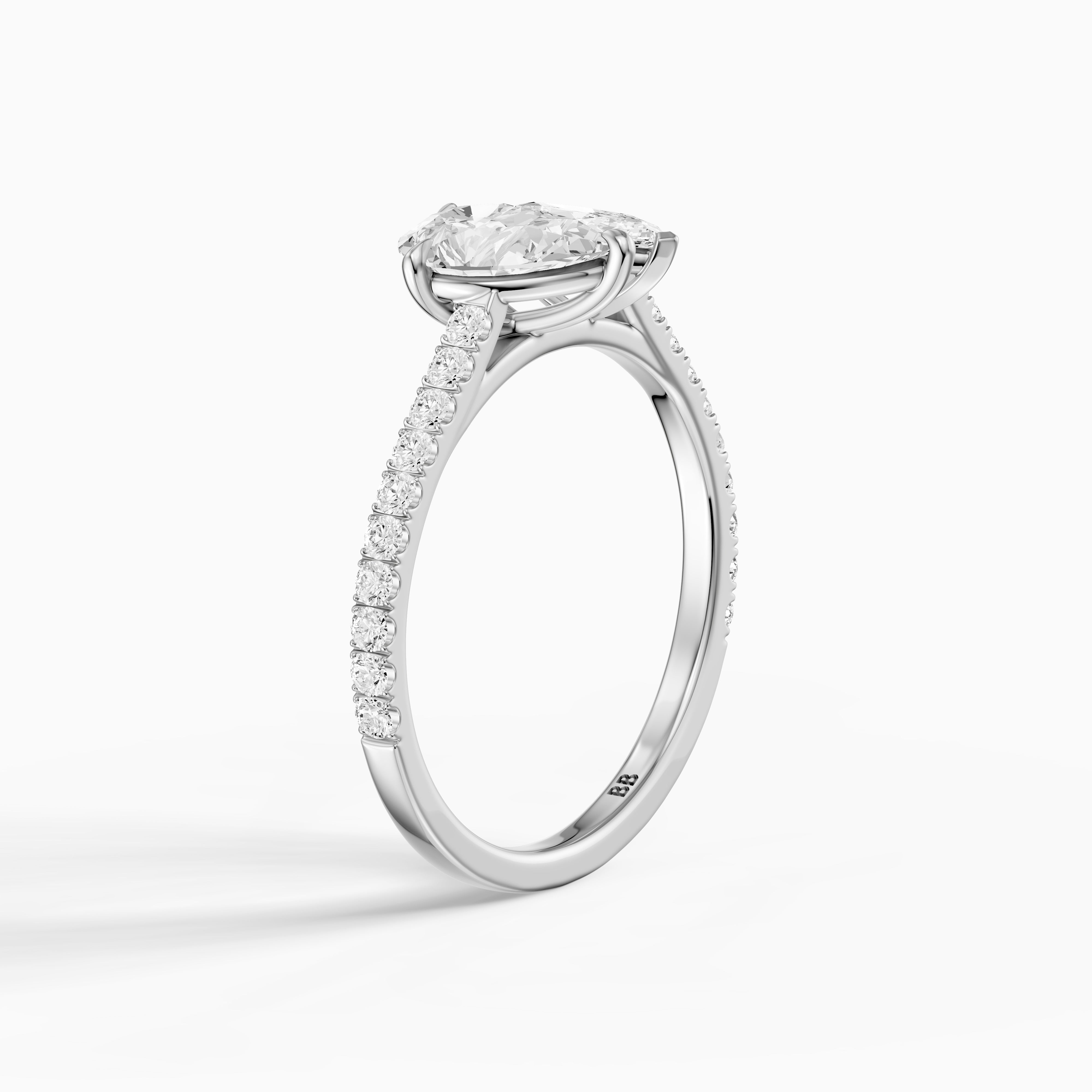 Braely Toi Et Moi Pave Side Stone Ring With Pear and Marquise Moissanite Diamond