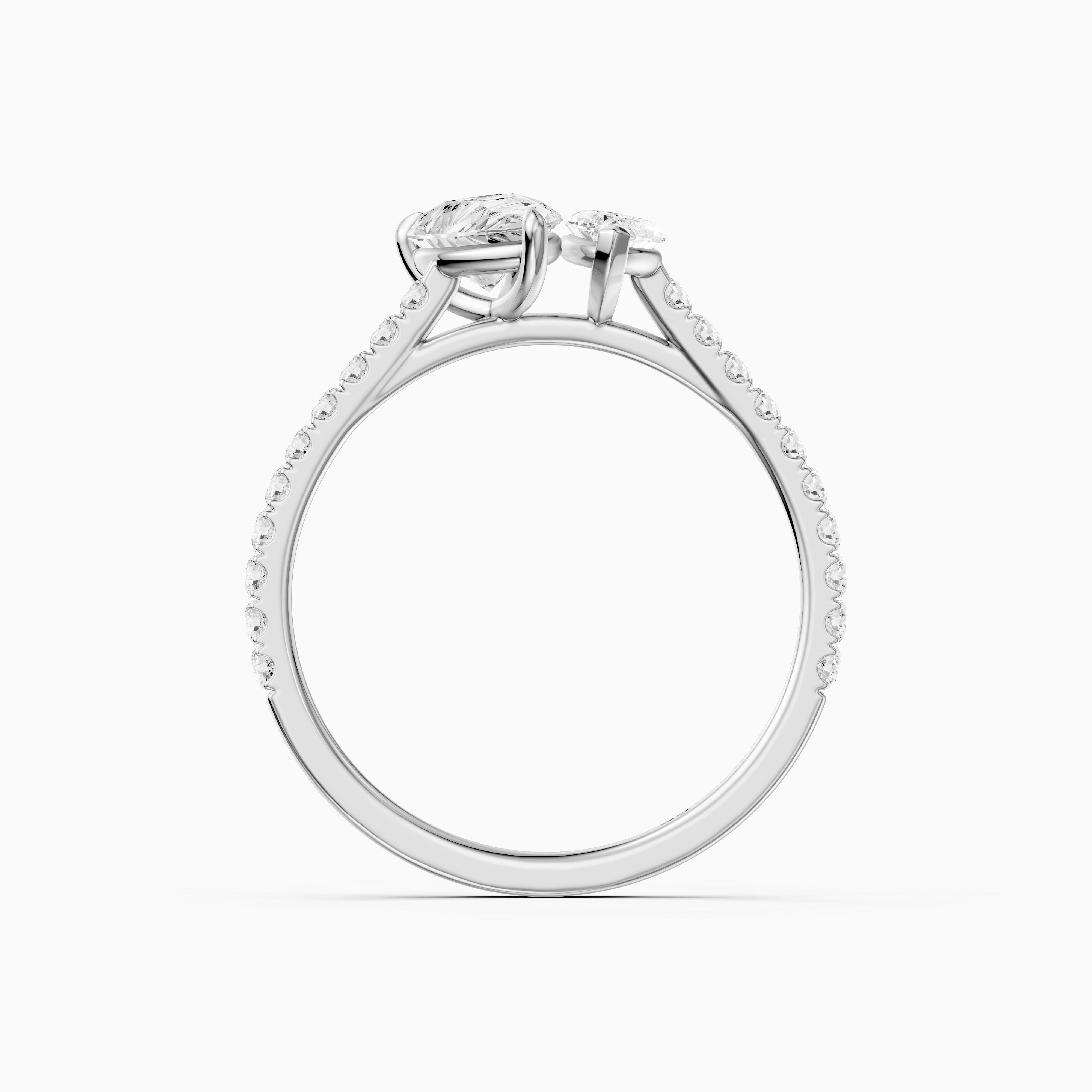 Braely Toi Et Moi Pave Side Stone Ring With Pear and Marquise Moissanite Diamond