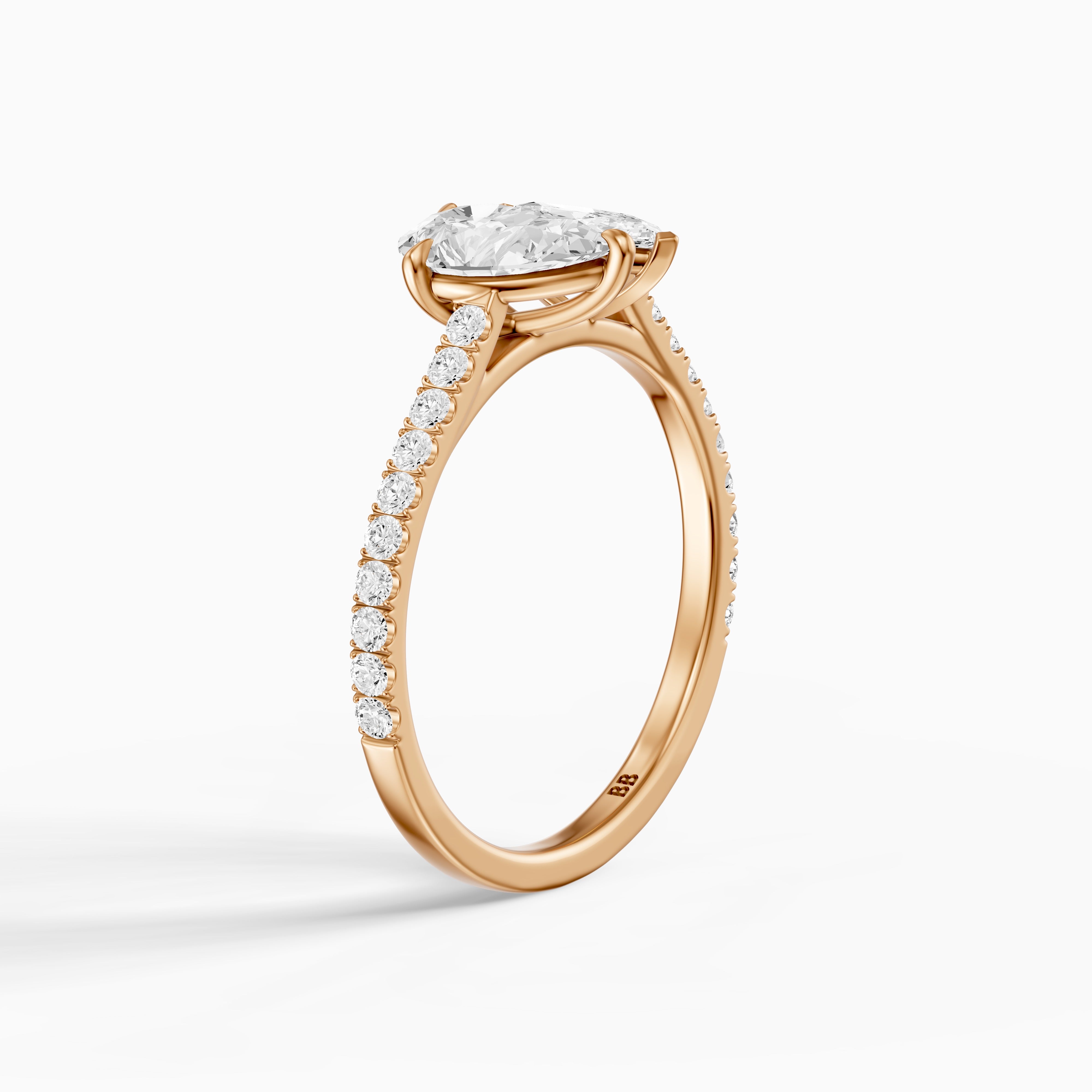 Braely Toi Et Moi Pave Side Stone Ring With Pear and Marquise Moissanite Diamond