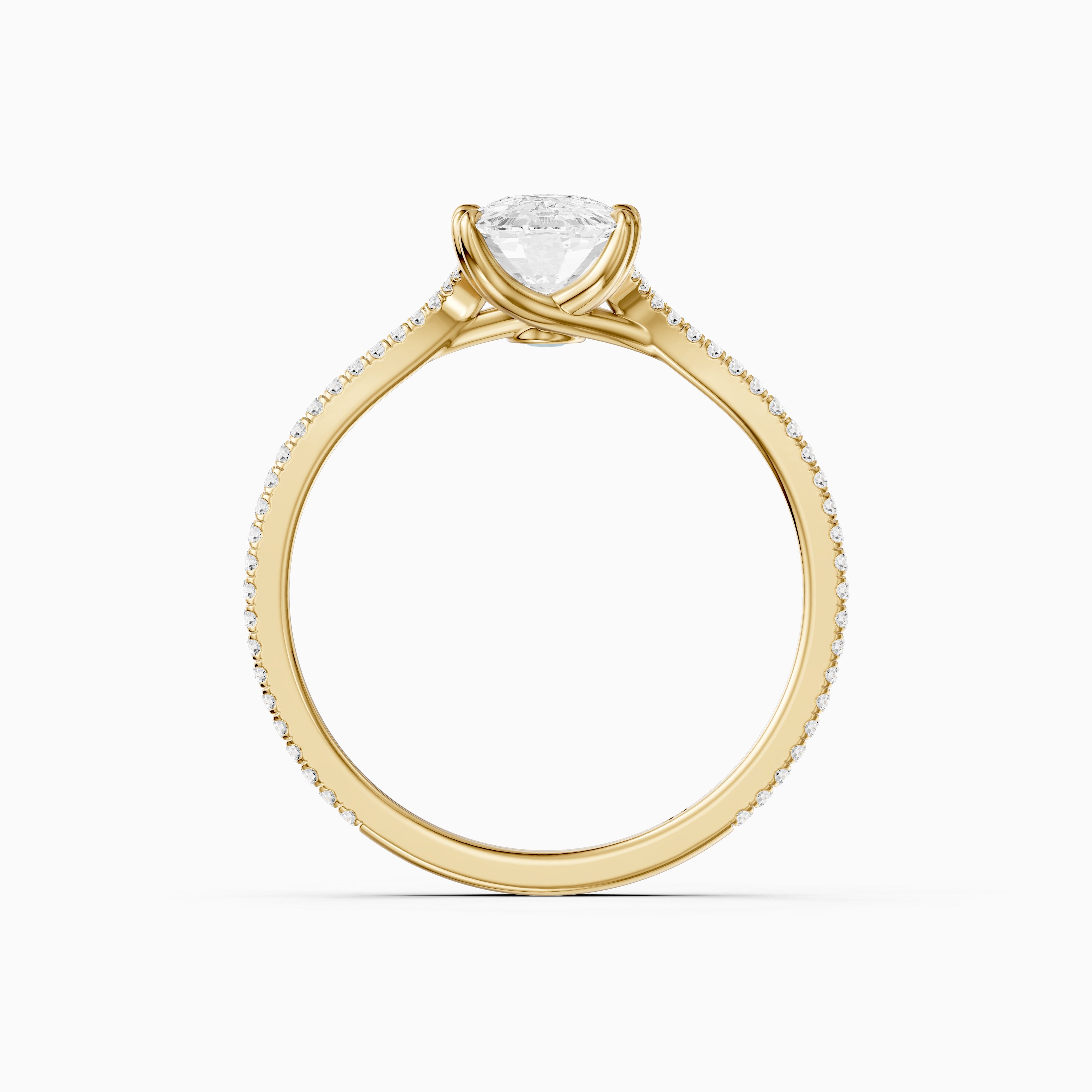 Kaia Elongated Cushion Cut Moissanite Diamond Ring with Double Pavé Band