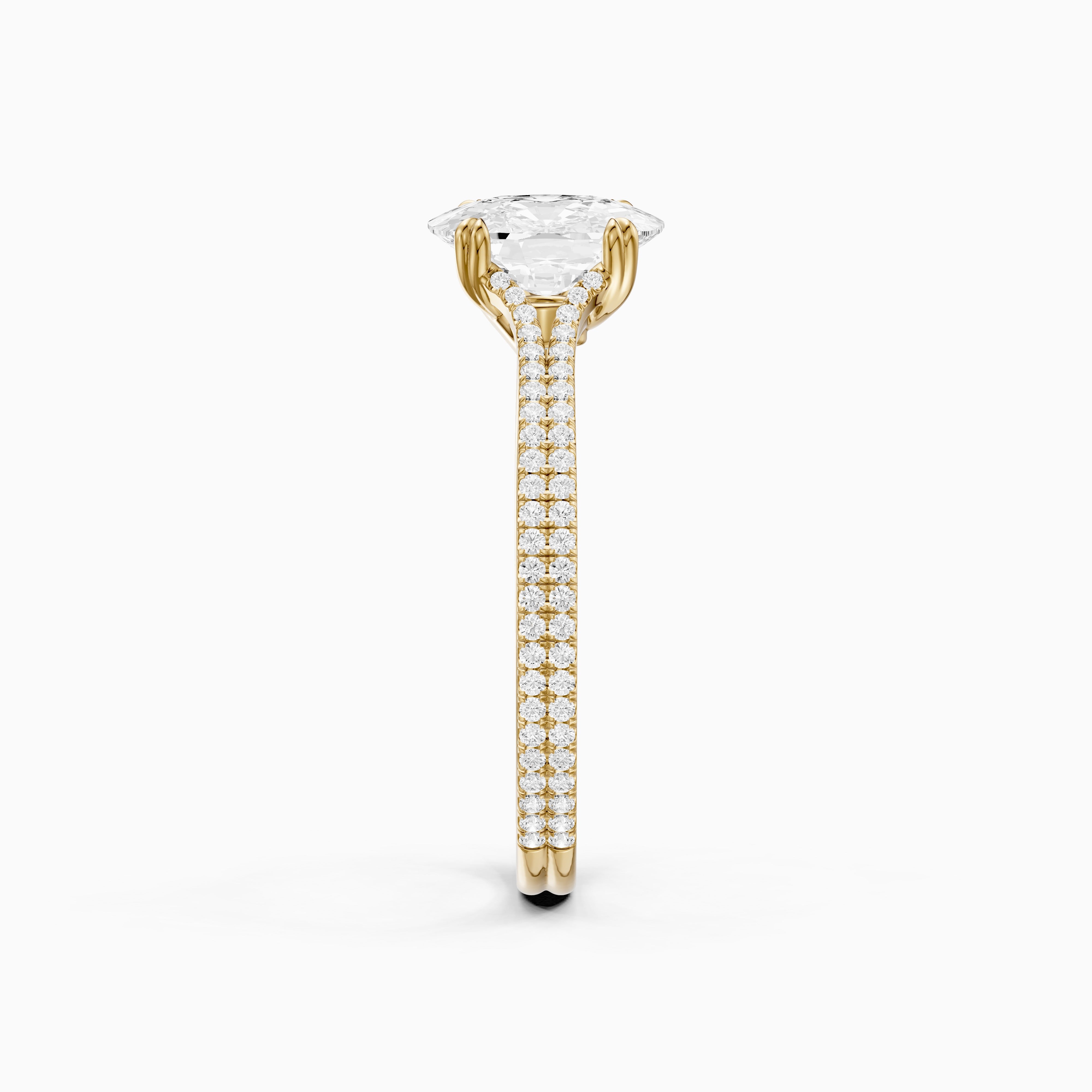 Kaia Elongated Cushion Cut Moissanite Diamond Ring with Double Pavé Band
