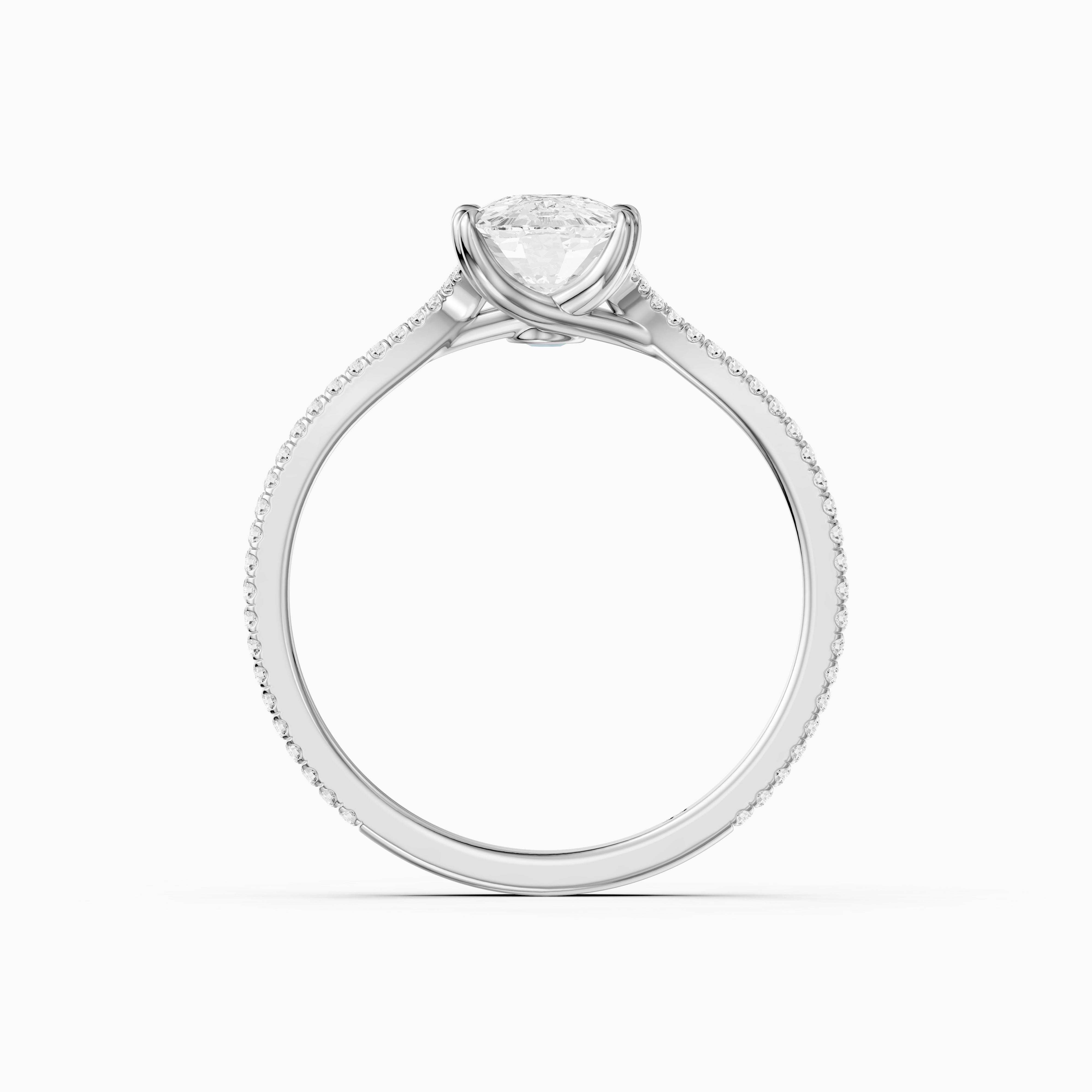 Kaia Elongated Cushion Cut Moissanite Diamond Ring with Double Pavé Band