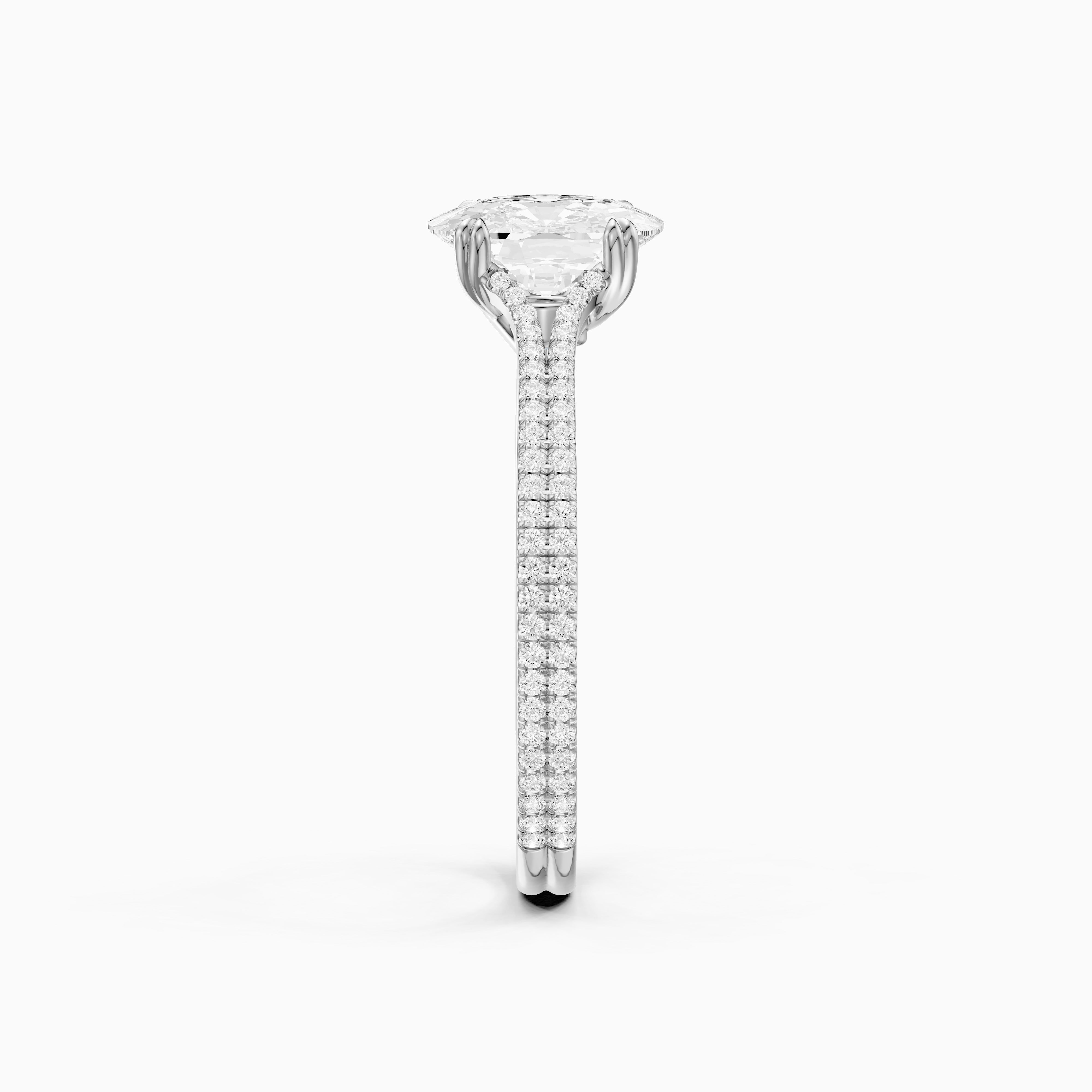 Kaia Elongated Cushion Cut Moissanite Diamond Ring with Double Pavé Band