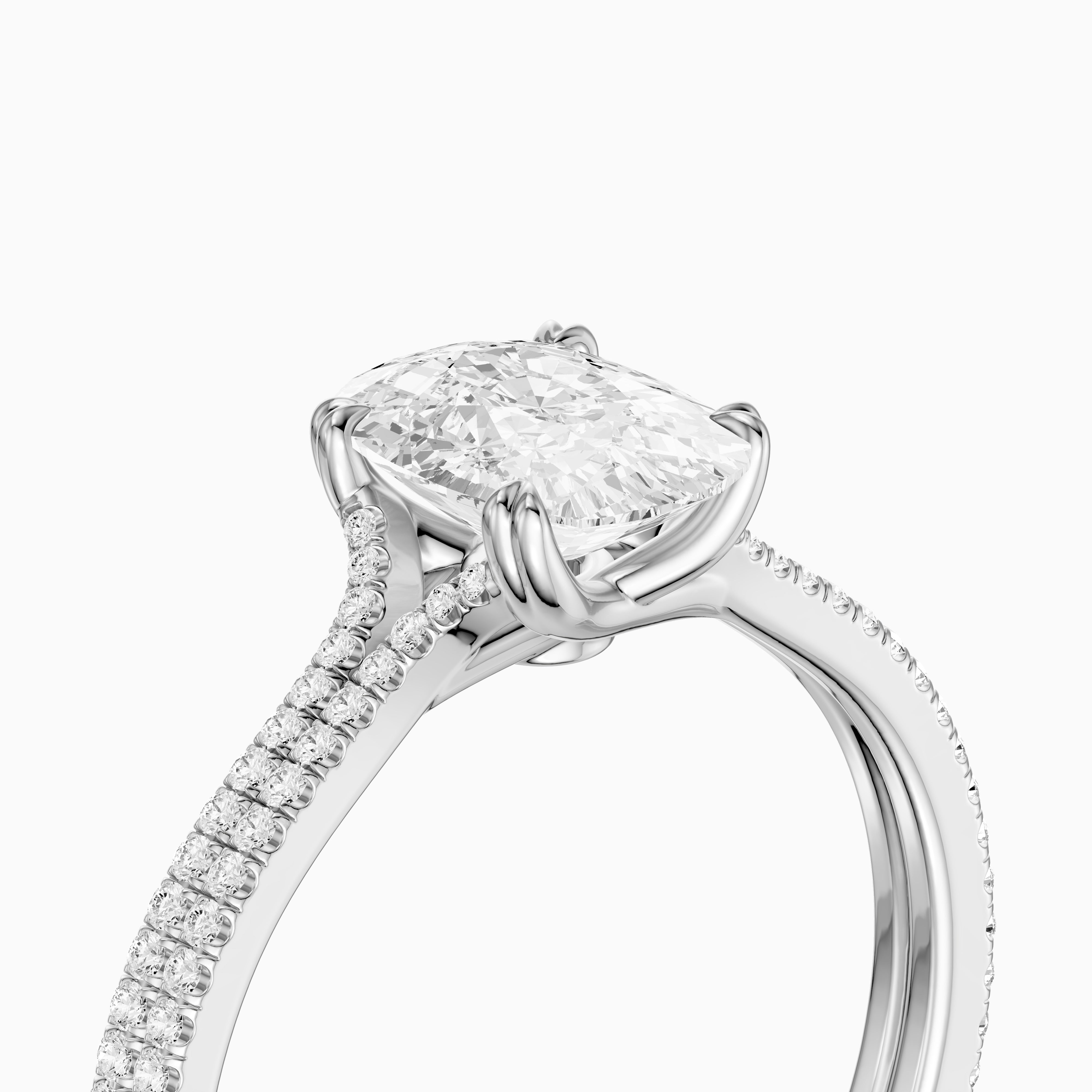 Kaia Elongated Cushion Cut Moissanite Diamond Ring with Double Pavé Band