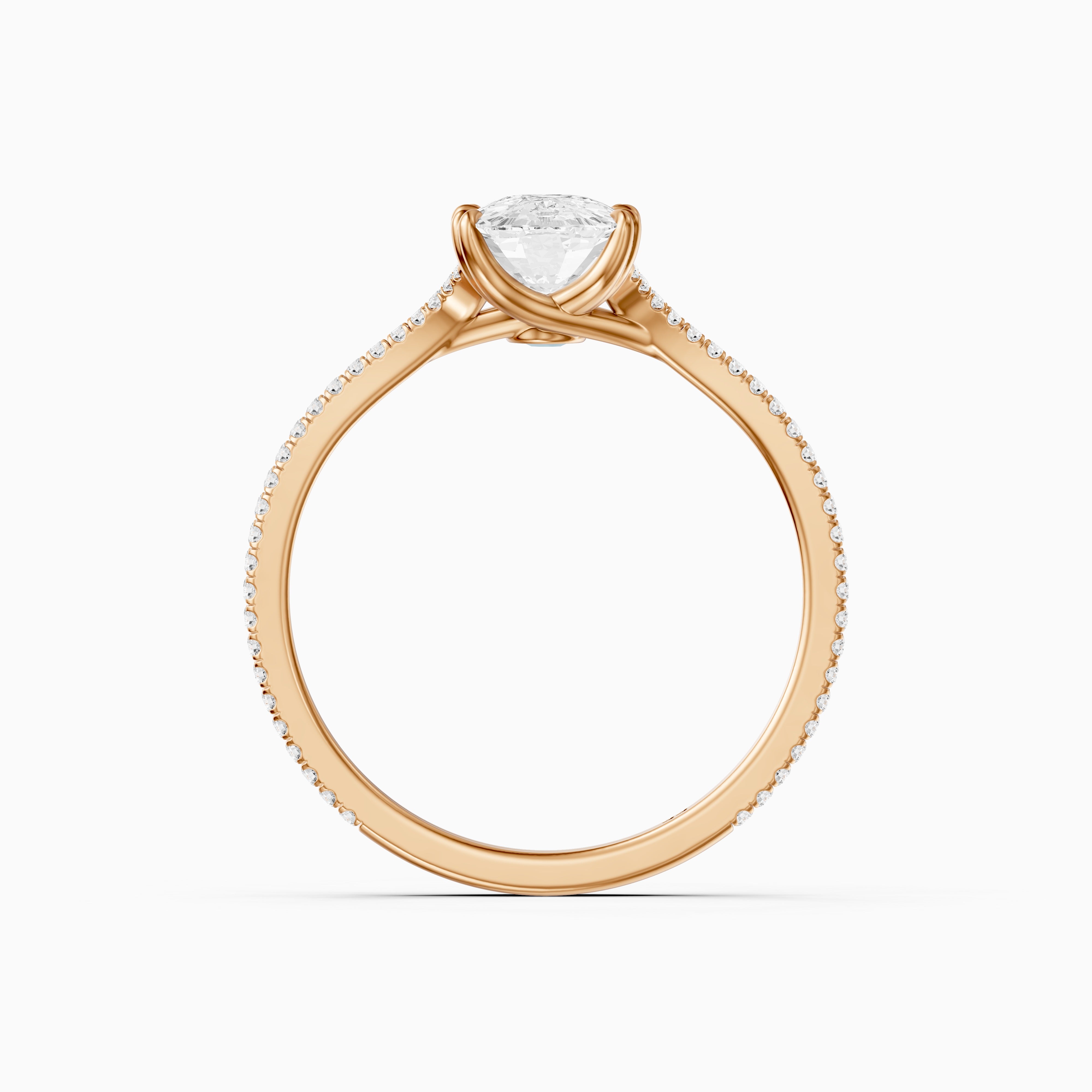 Kaia Elongated Cushion Cut Moissanite Diamond Ring with Double Pavé Band