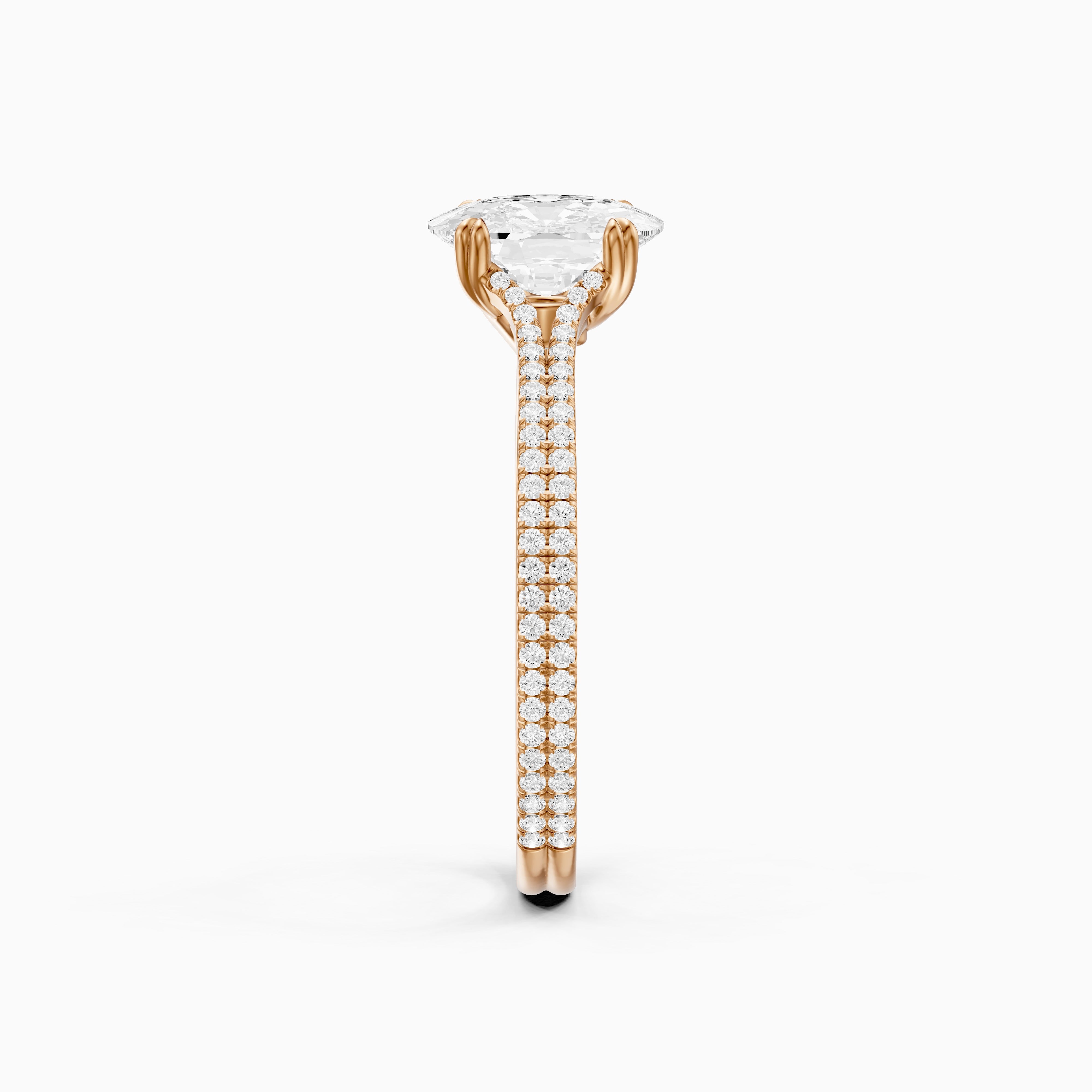 Kaia Elongated Cushion Cut Moissanite Diamond Ring with Double Pavé Band