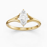 Elara Marquise Cut Moissanite Diamond Ring with Split Cathedral Shank