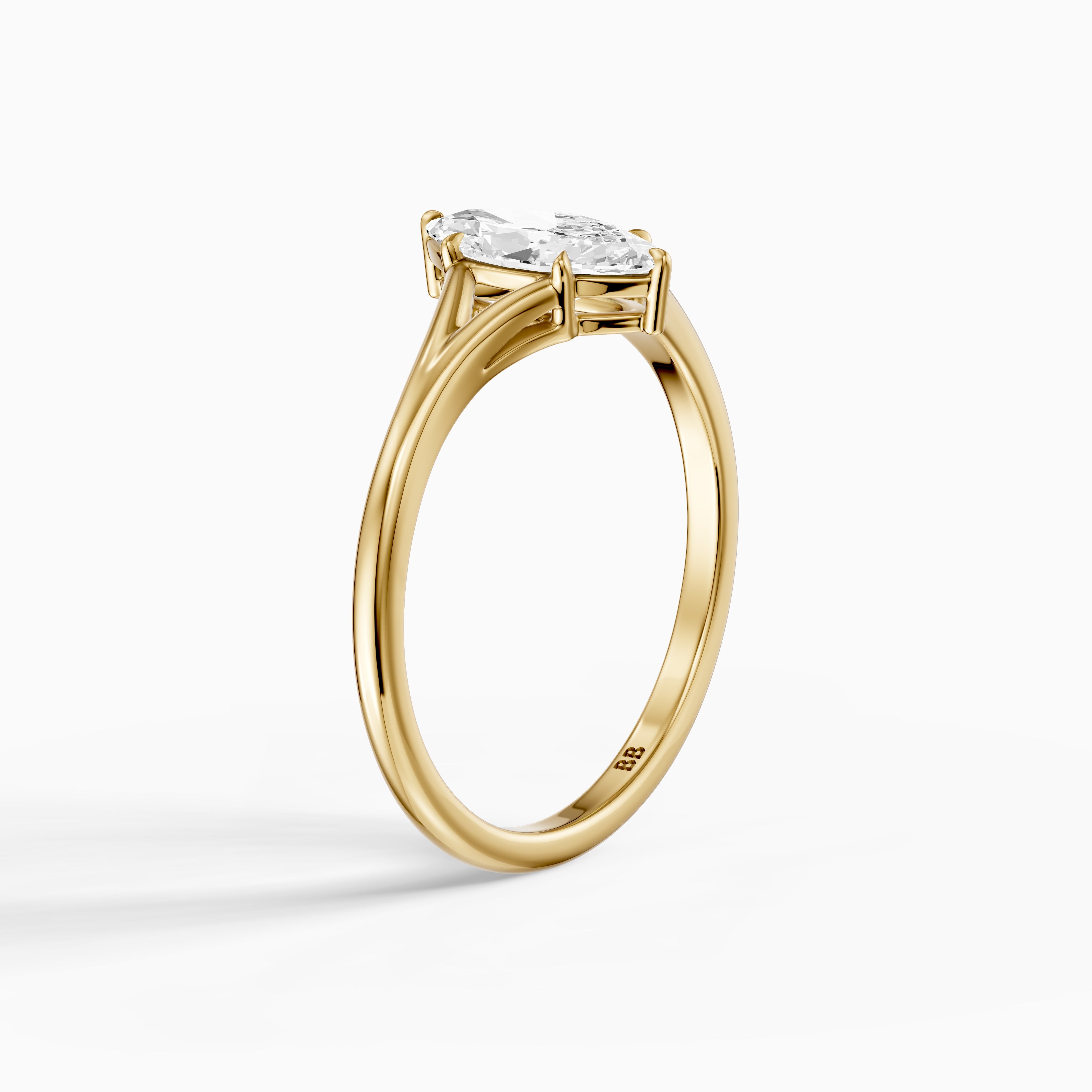 Elara Marquise Cut Lab Grown Diamond Ring with Split Cathedral Shank