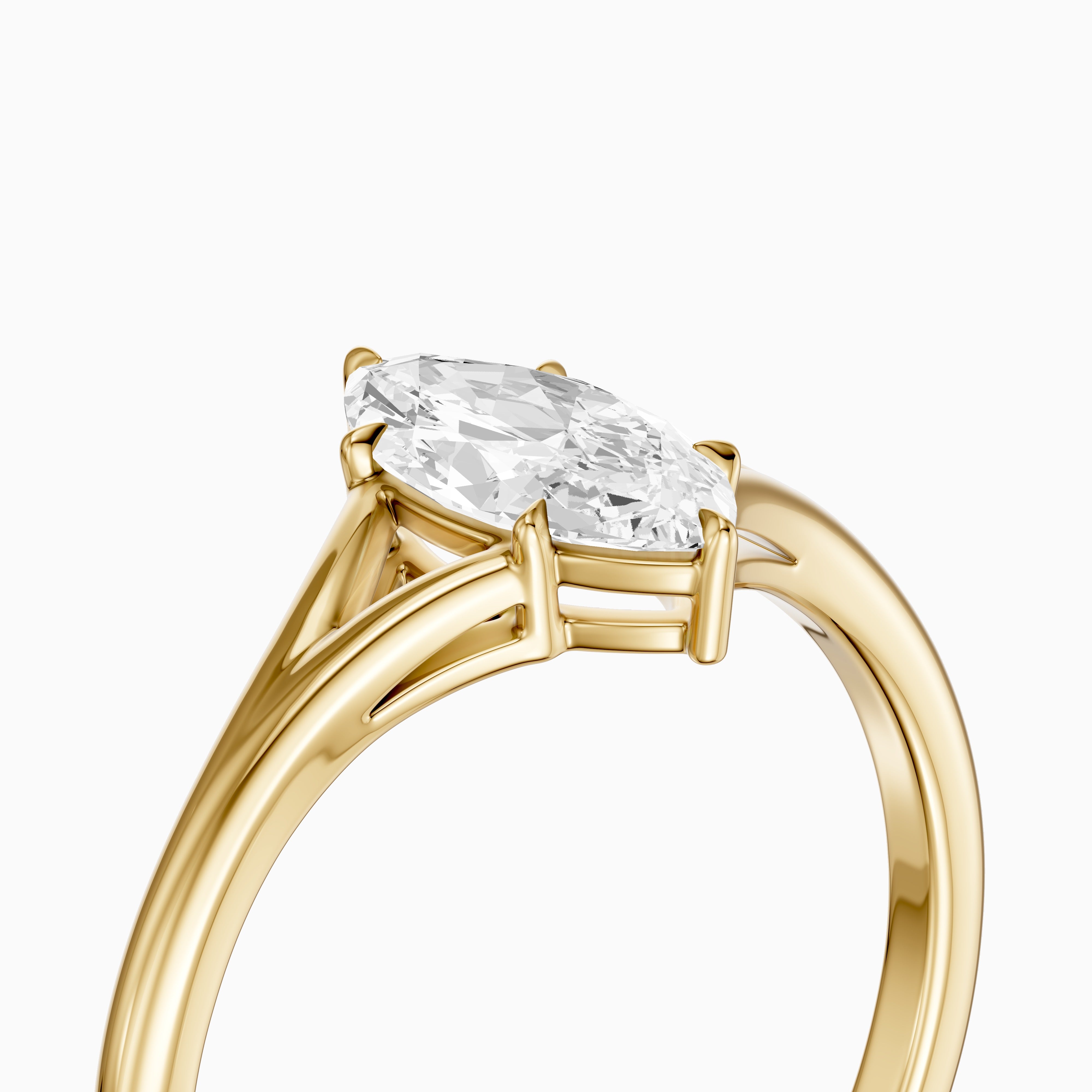 Elara Marquise Cut Lab Grown Diamond Ring with Split Cathedral Shank