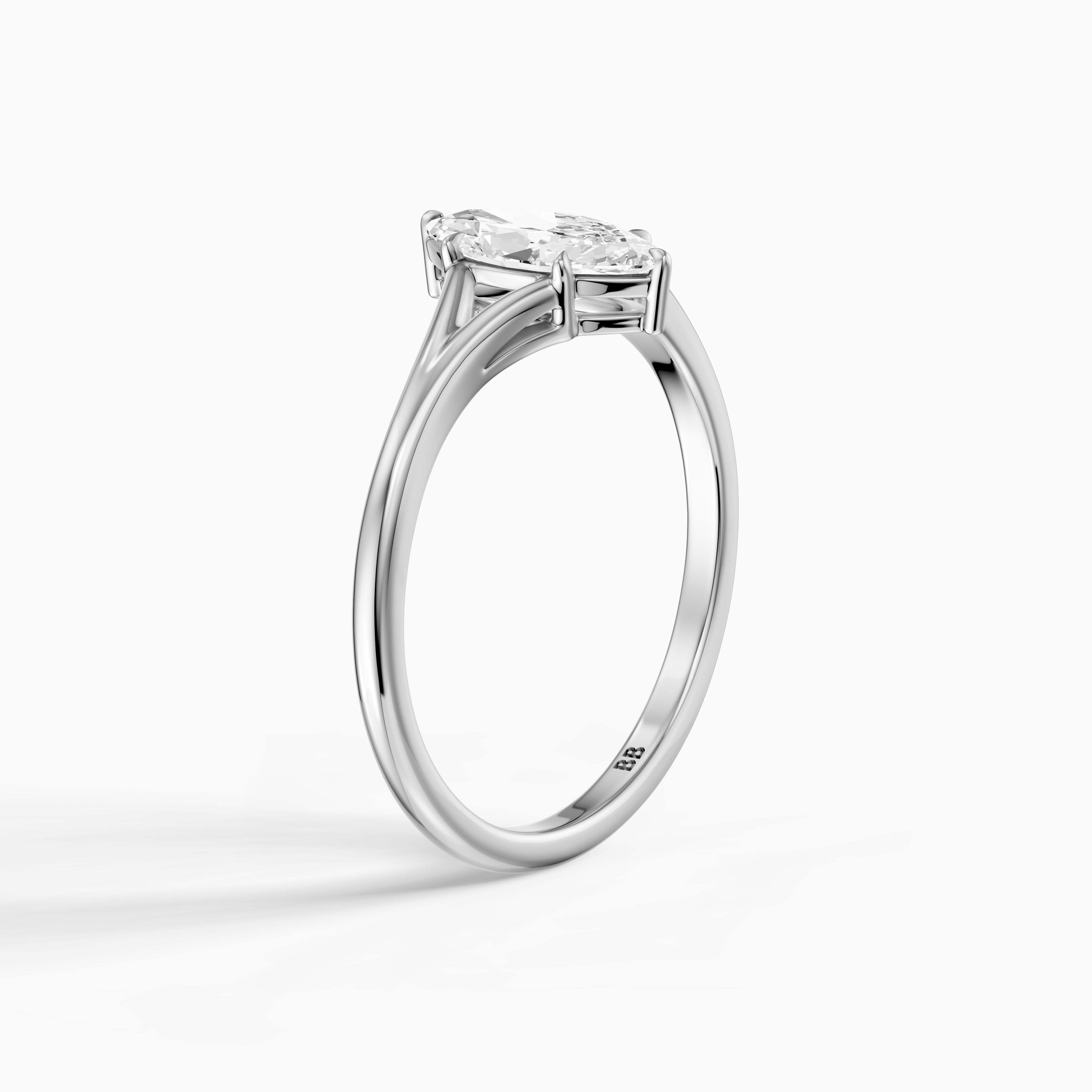 Elara Marquise Cut Lab Grown Diamond Ring with Split Cathedral Shank