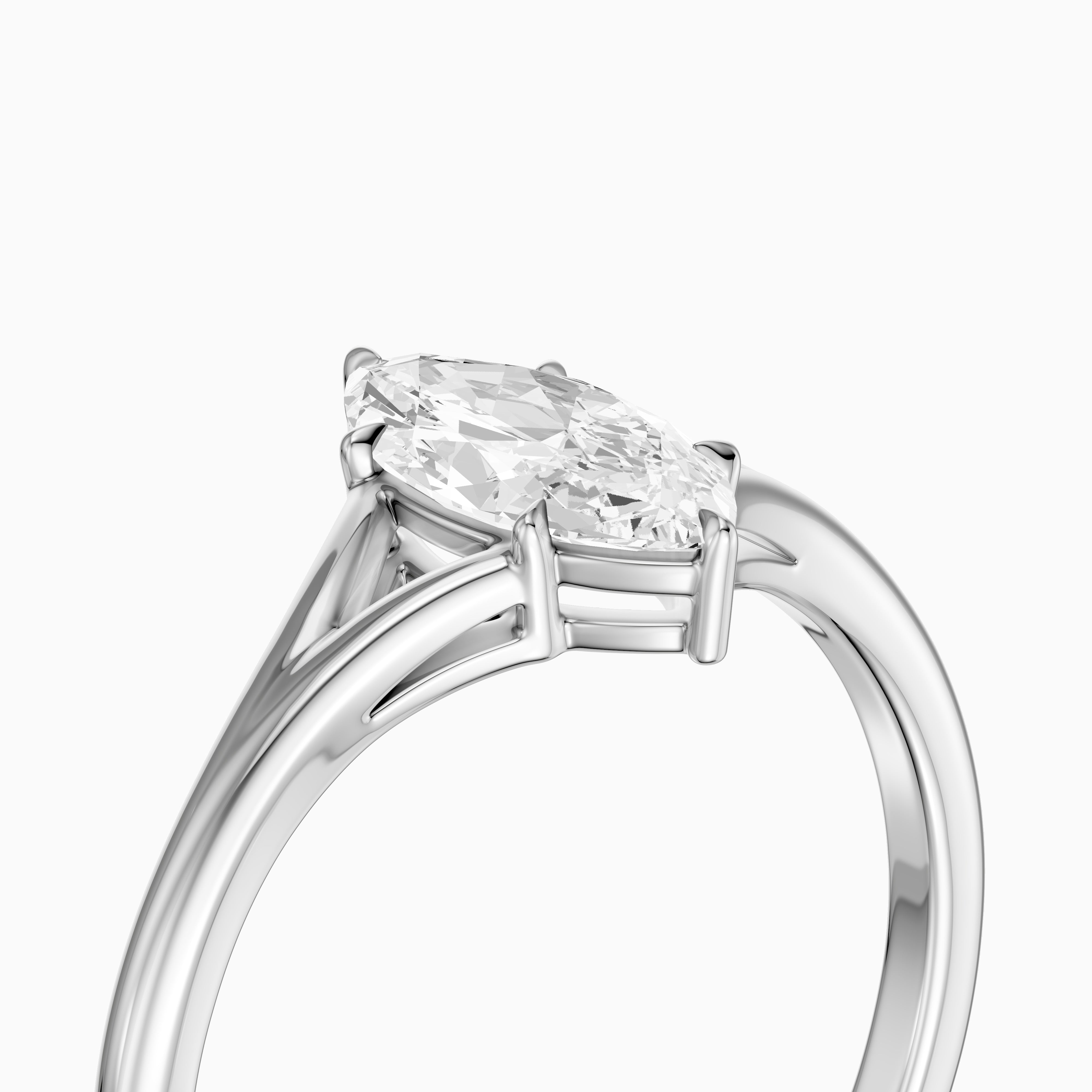 Elara Marquise Cut Lab Grown Diamond Ring with Split Cathedral Shank