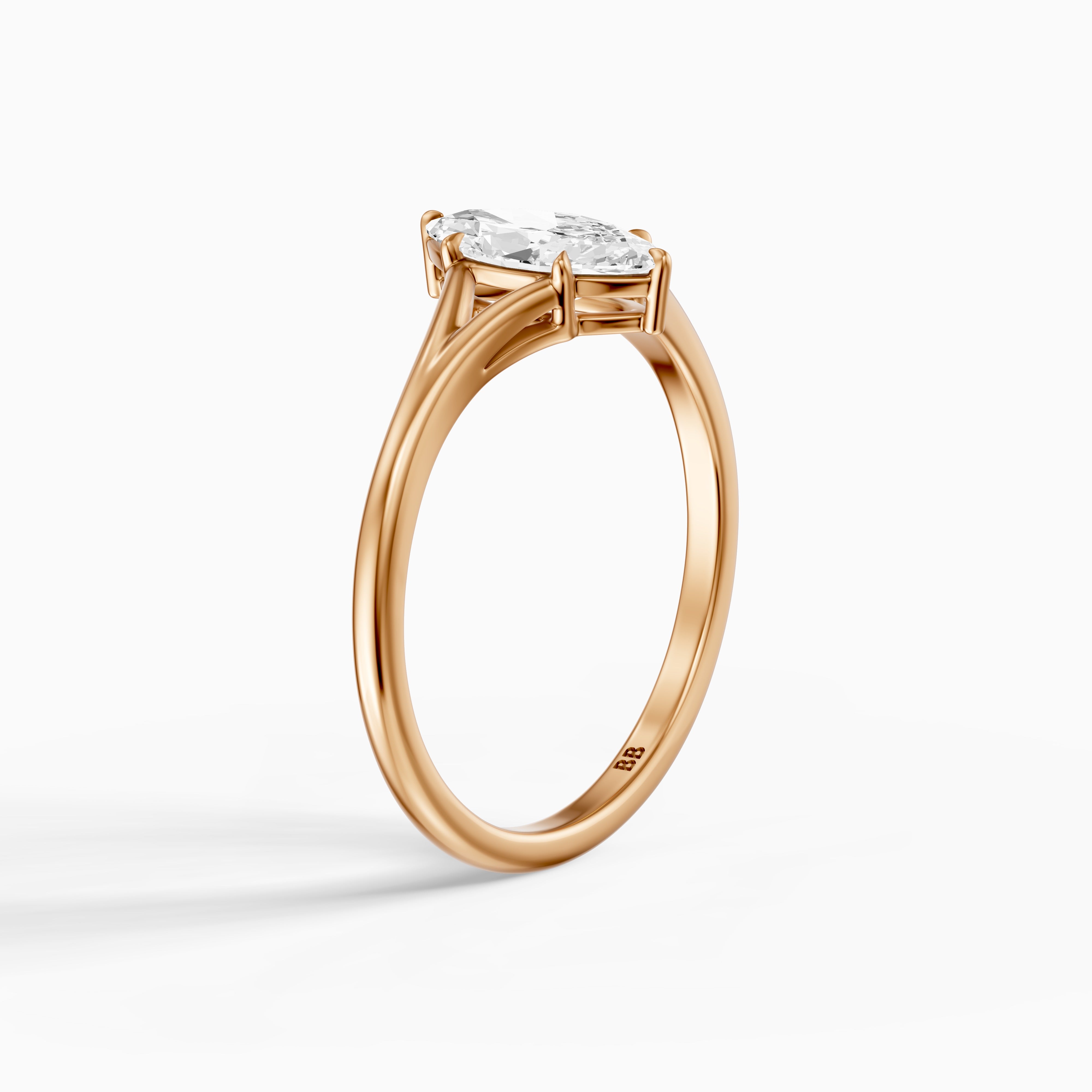 Elara Marquise Cut Lab Grown Diamond Ring with Split Cathedral Shank
