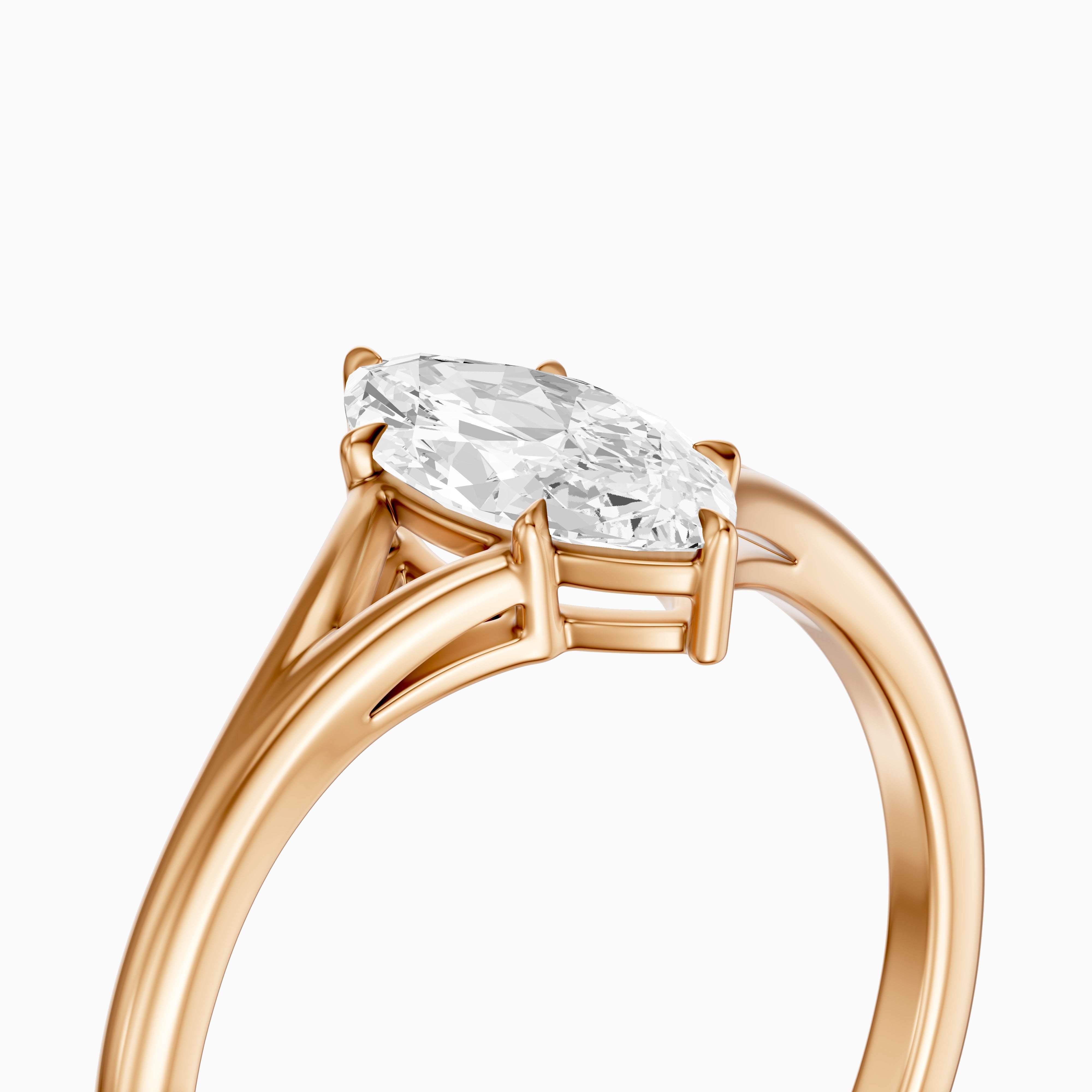 Elara Marquise Cut Lab Grown Diamond Ring with Split Cathedral Shank