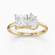 Caison Toi Et Moi Engagement Ring With Princess and Pear Two Stone Lab Grown Diamond