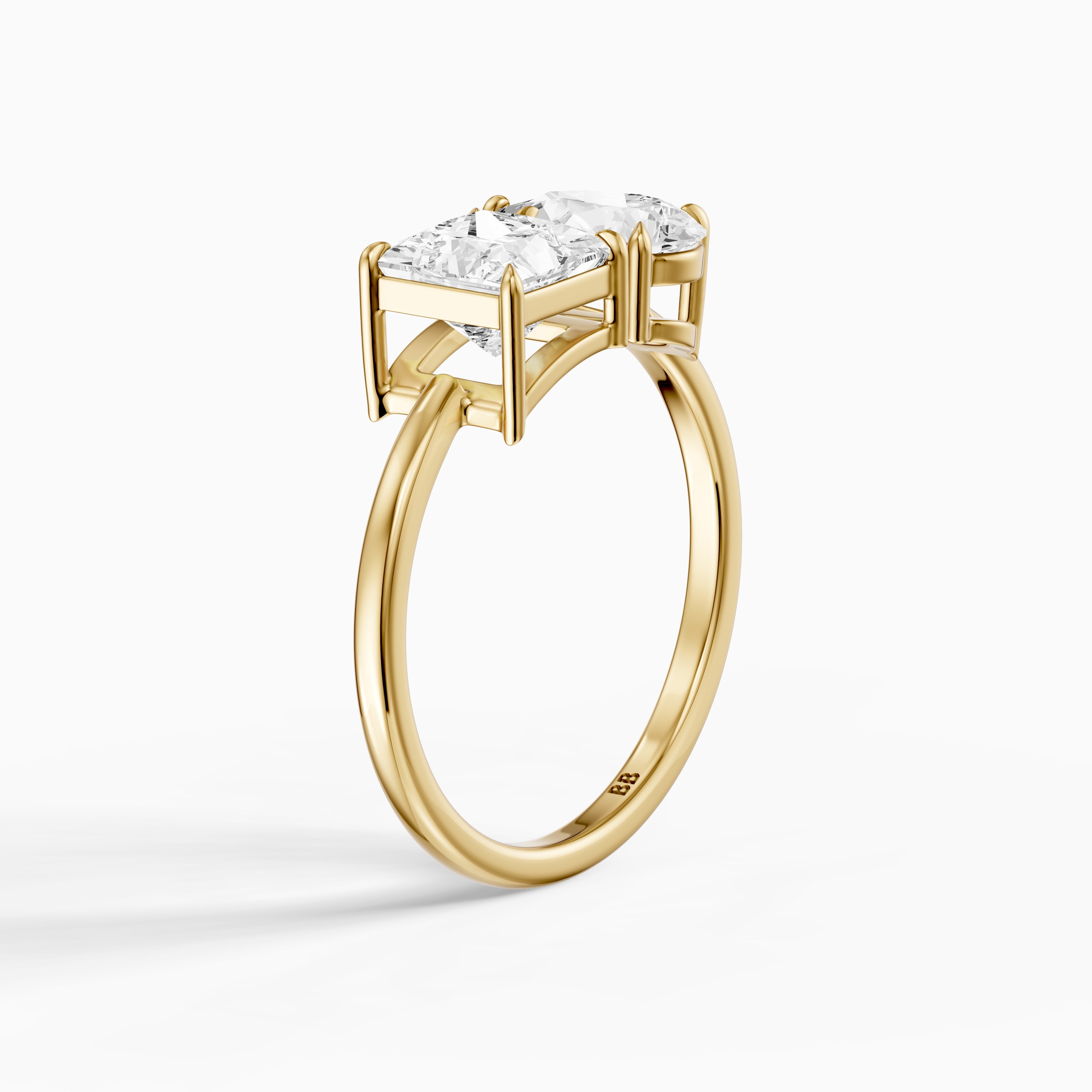 Caison Toi Et Moi Engagement Ring With Princess and Pear Two Stone Lab Grown Diamond