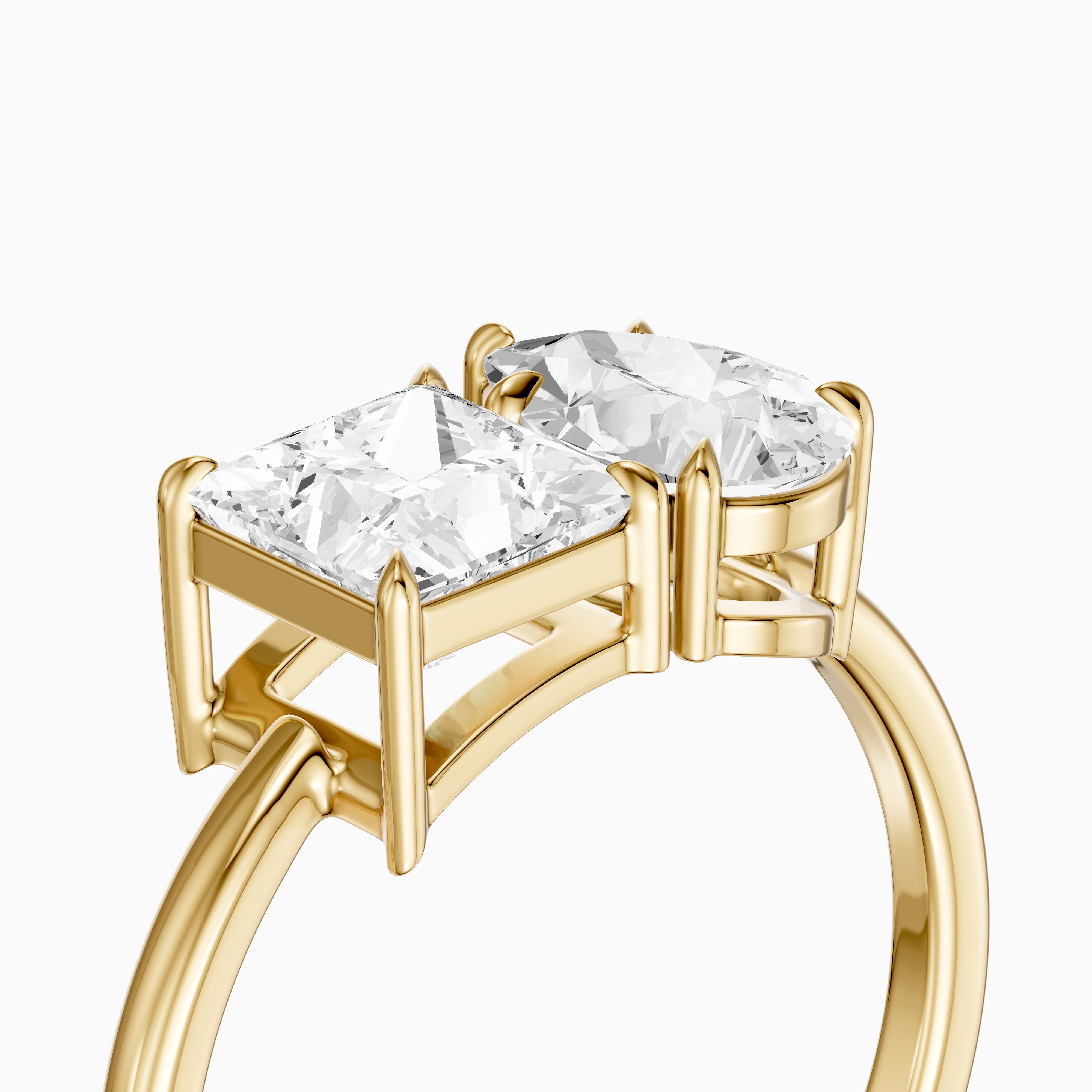 Caison Toi Et Moi Engagement Ring With Princess and Pear Two Stone Lab Grown Diamond