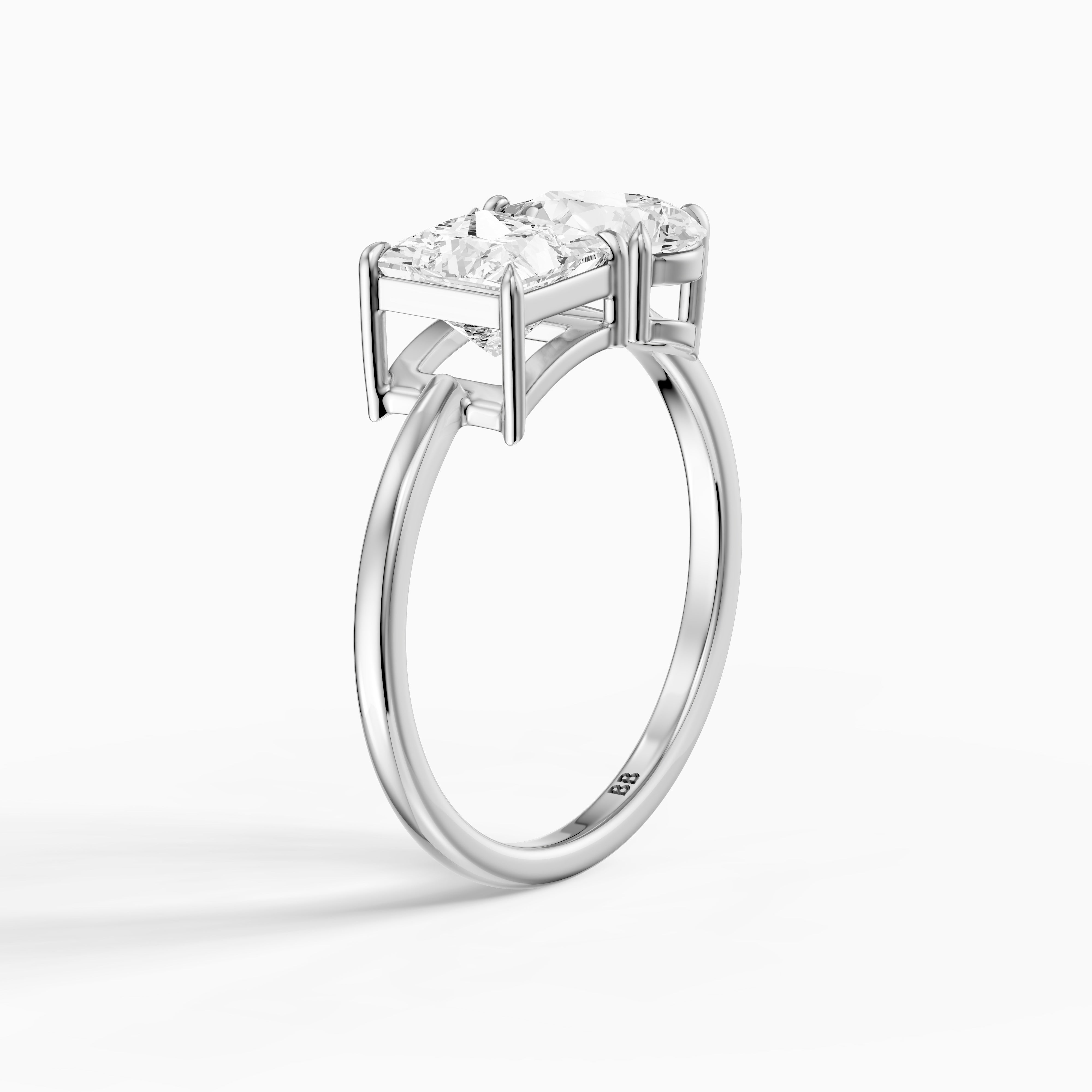 Caison Toi Et Moi Engagement Ring With Princess and Pear Two Stone Lab Grown Diamond