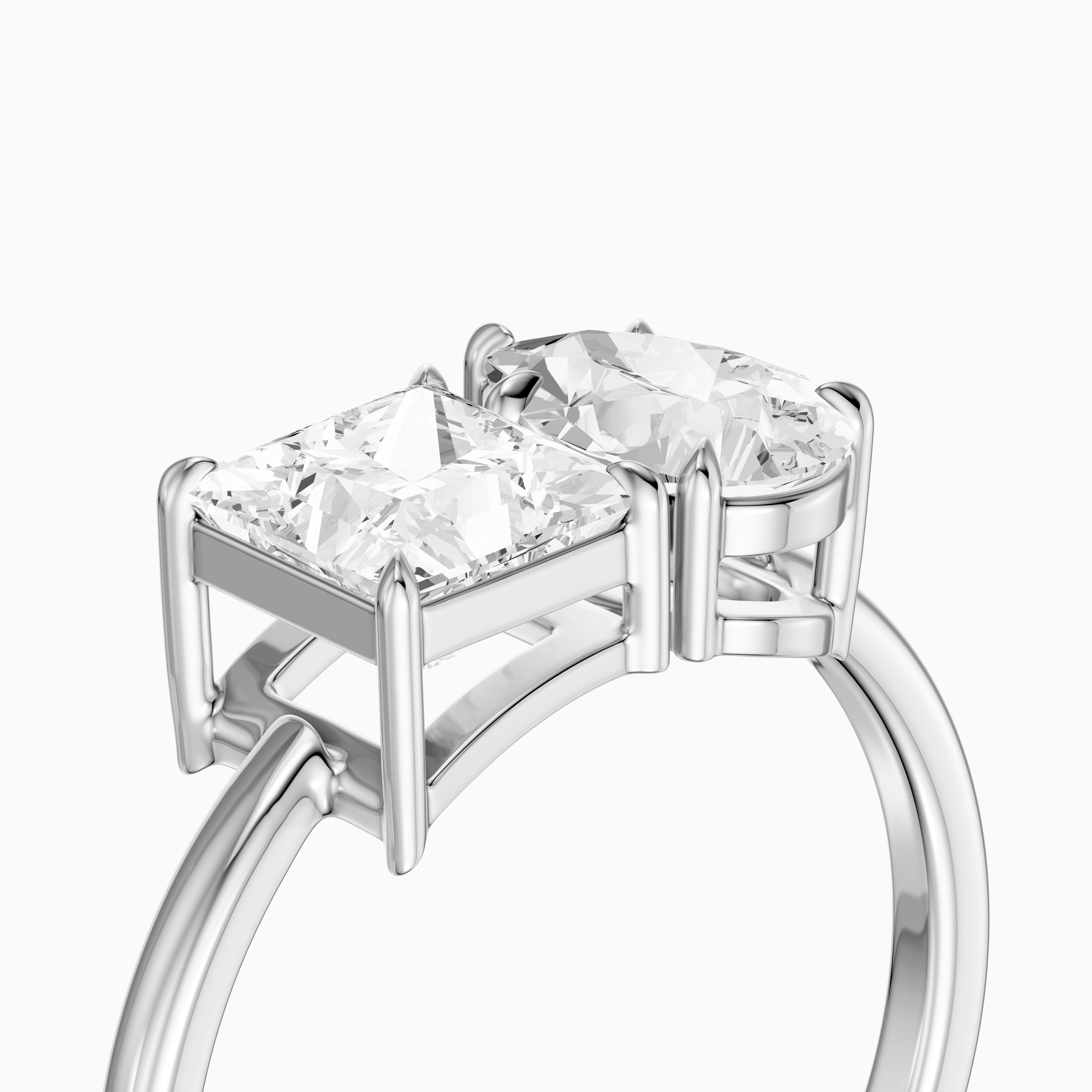 Caison Toi Et Moi Engagement Ring With Princess and Pear Two Stone Lab Grown Diamond