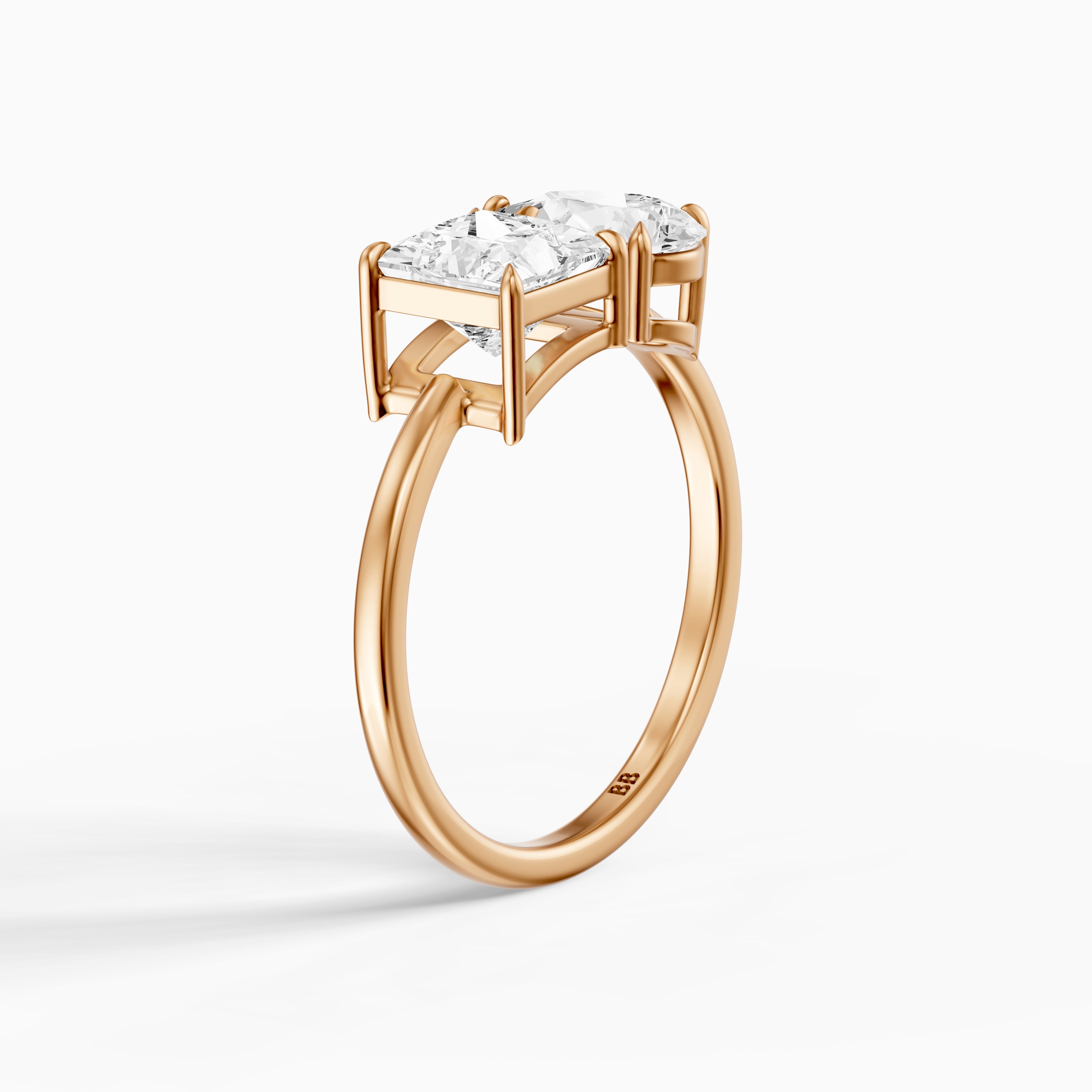 Caison Toi Et Moi Engagement Ring With Princess and Pear Two Stone Lab Grown Diamond