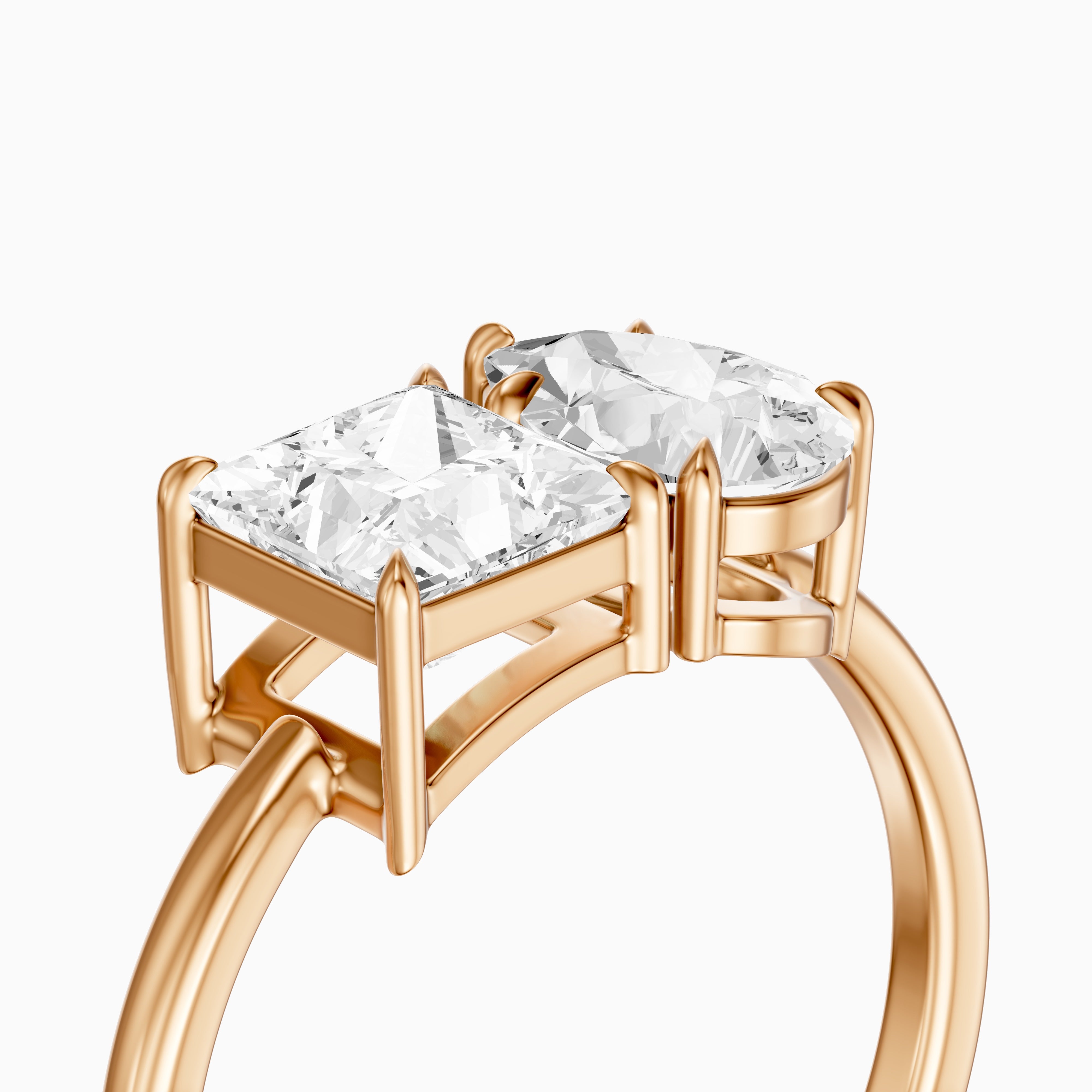 Caison Toi Et Moi Engagement Ring With Princess and Pear Two Stone Lab Grown Diamond