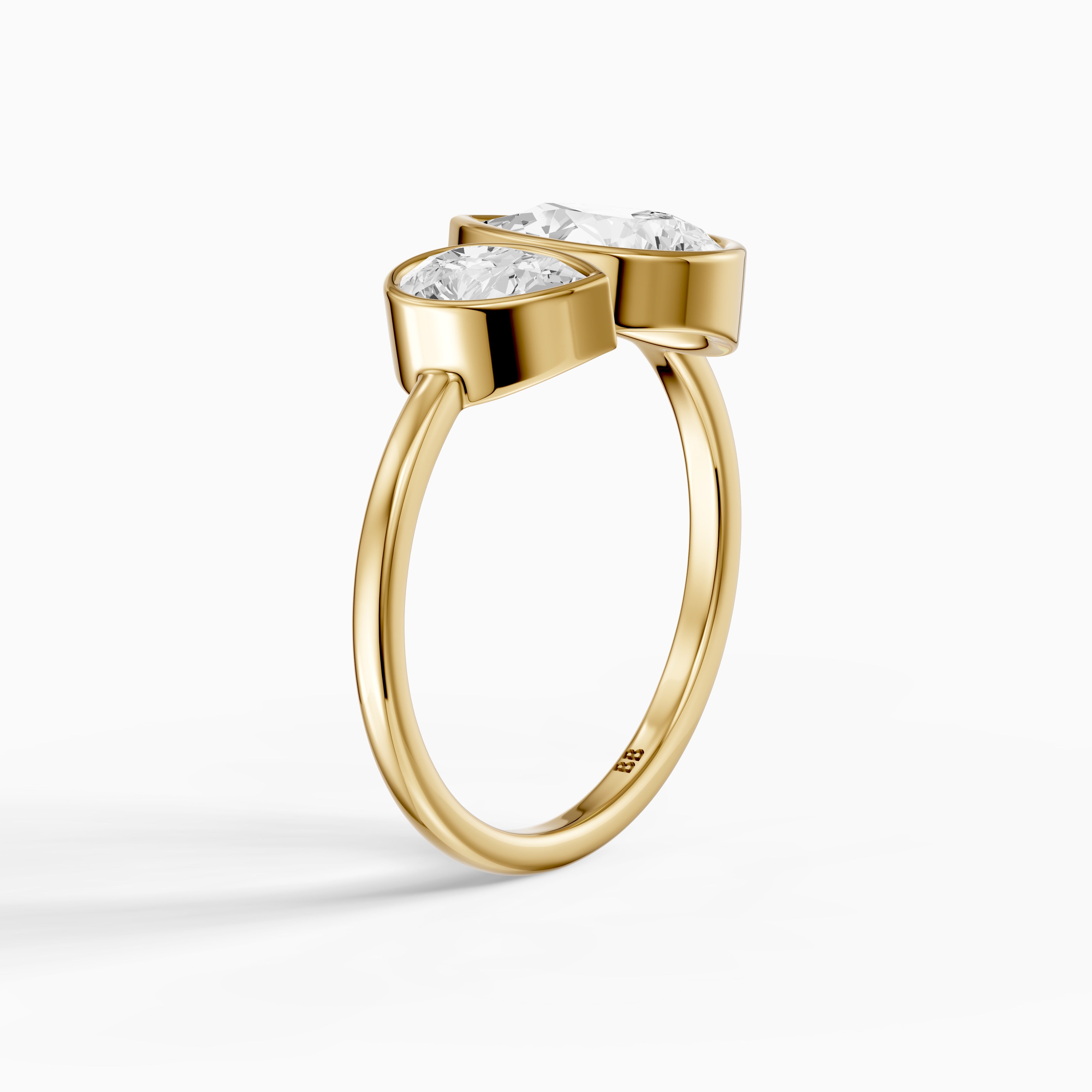 Nora Toi et Moi Pear Cut Lab Grown Diamond Ring in Bezel Setting