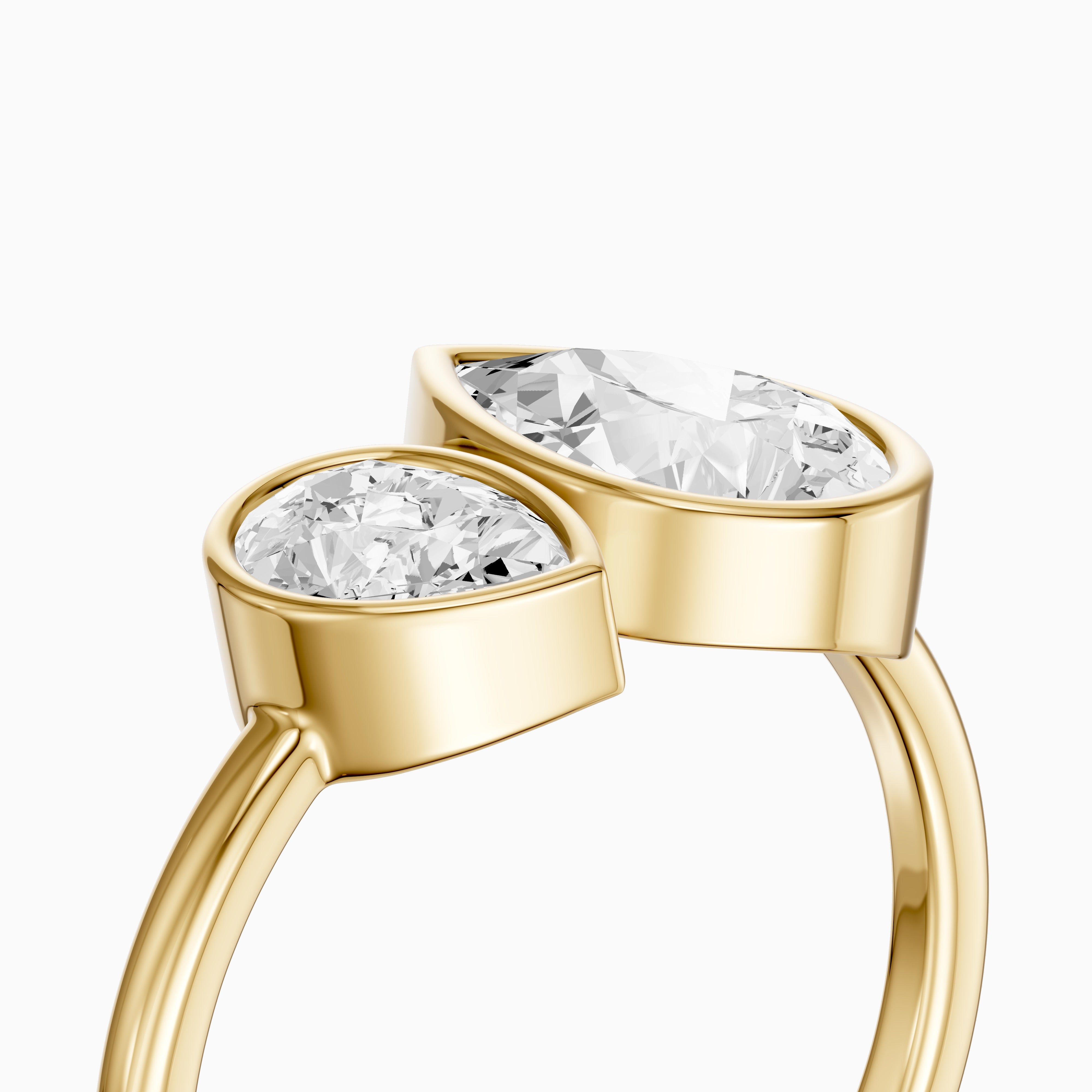 Nora Toi et Moi Pear Cut Lab Grown Diamond Ring in Bezel Setting