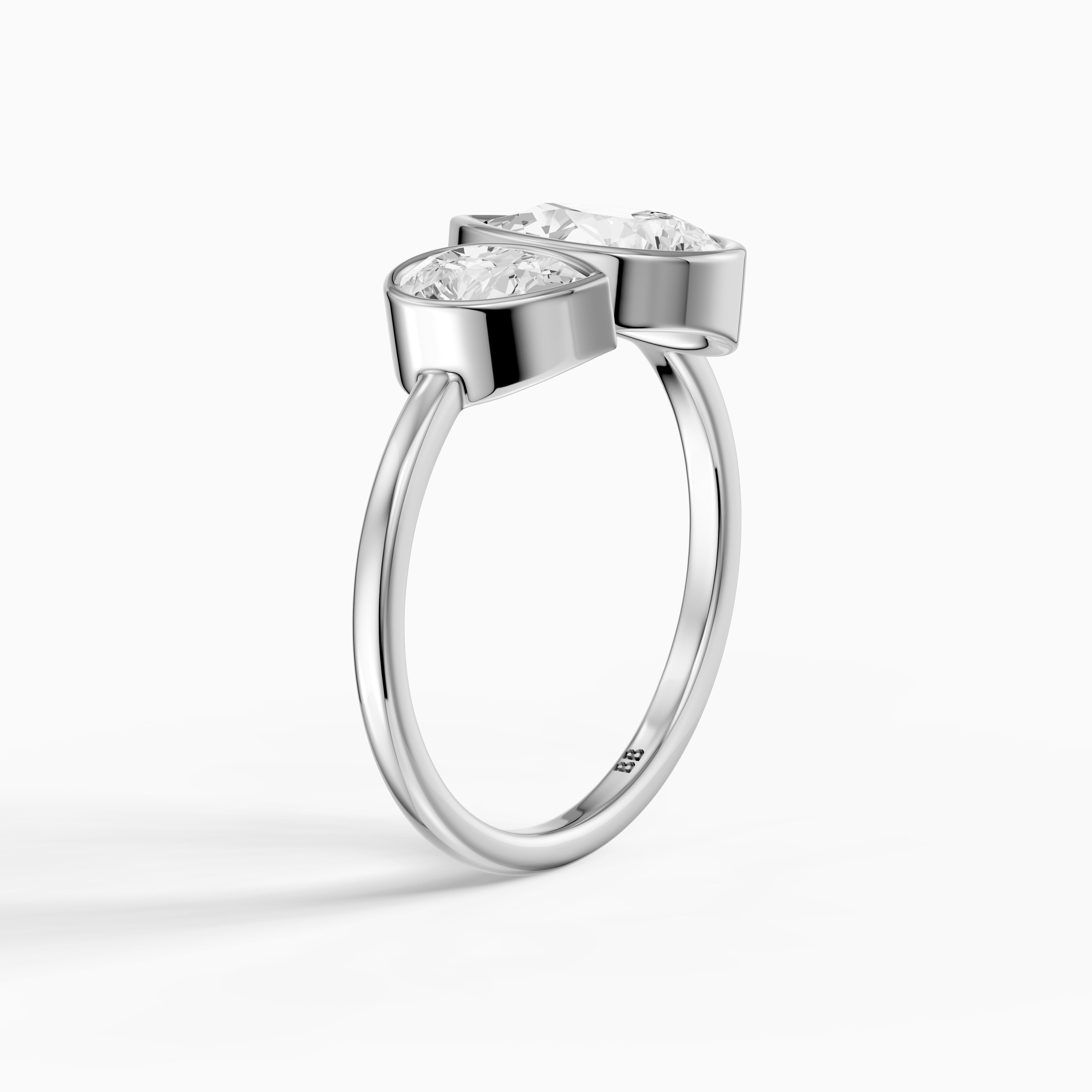 Nora Toi et Moi Pear Cut Lab Grown Diamond Ring in Bezel Setting