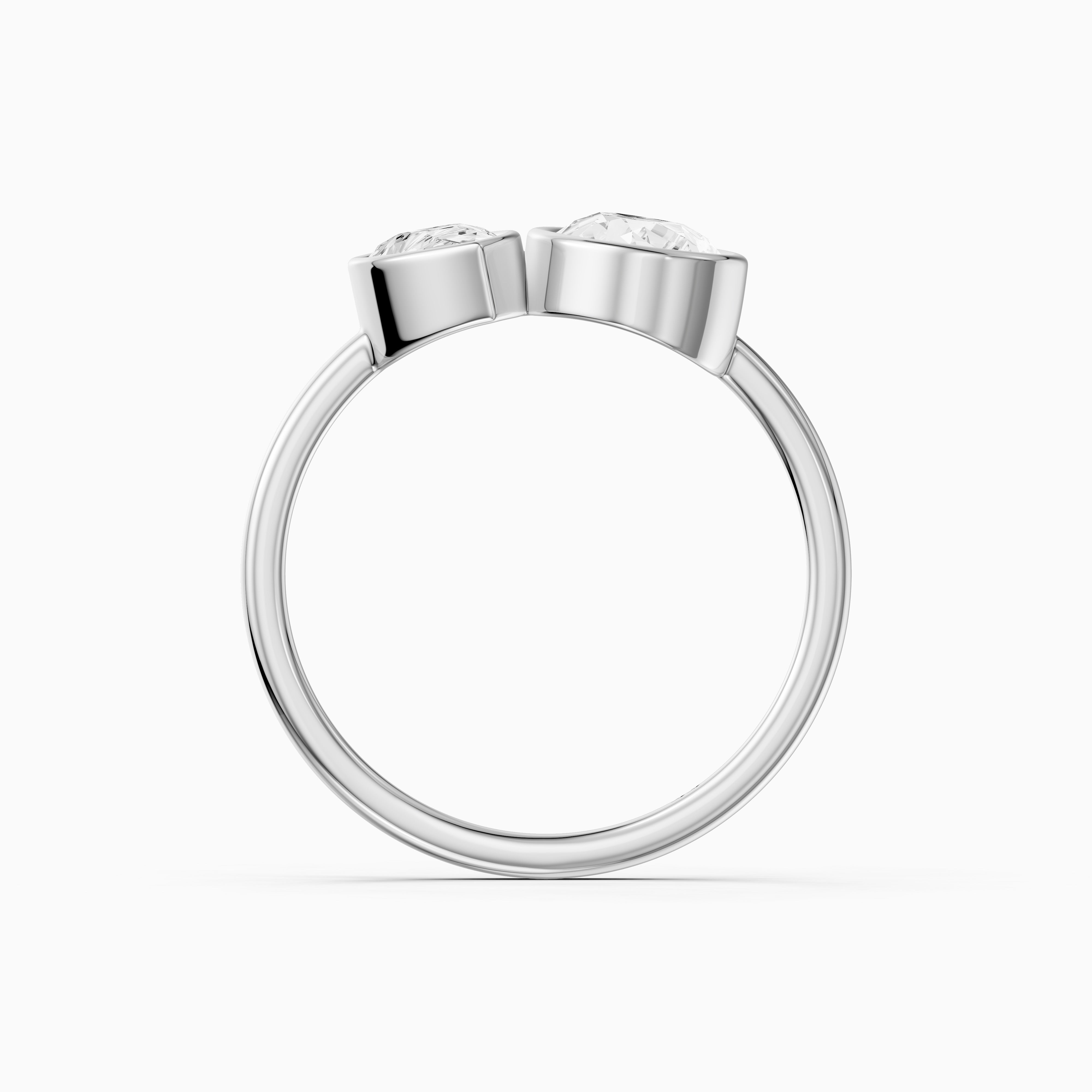 Nora Toi et Moi Pear Cut Lab Grown Diamond Ring in Bezel Setting