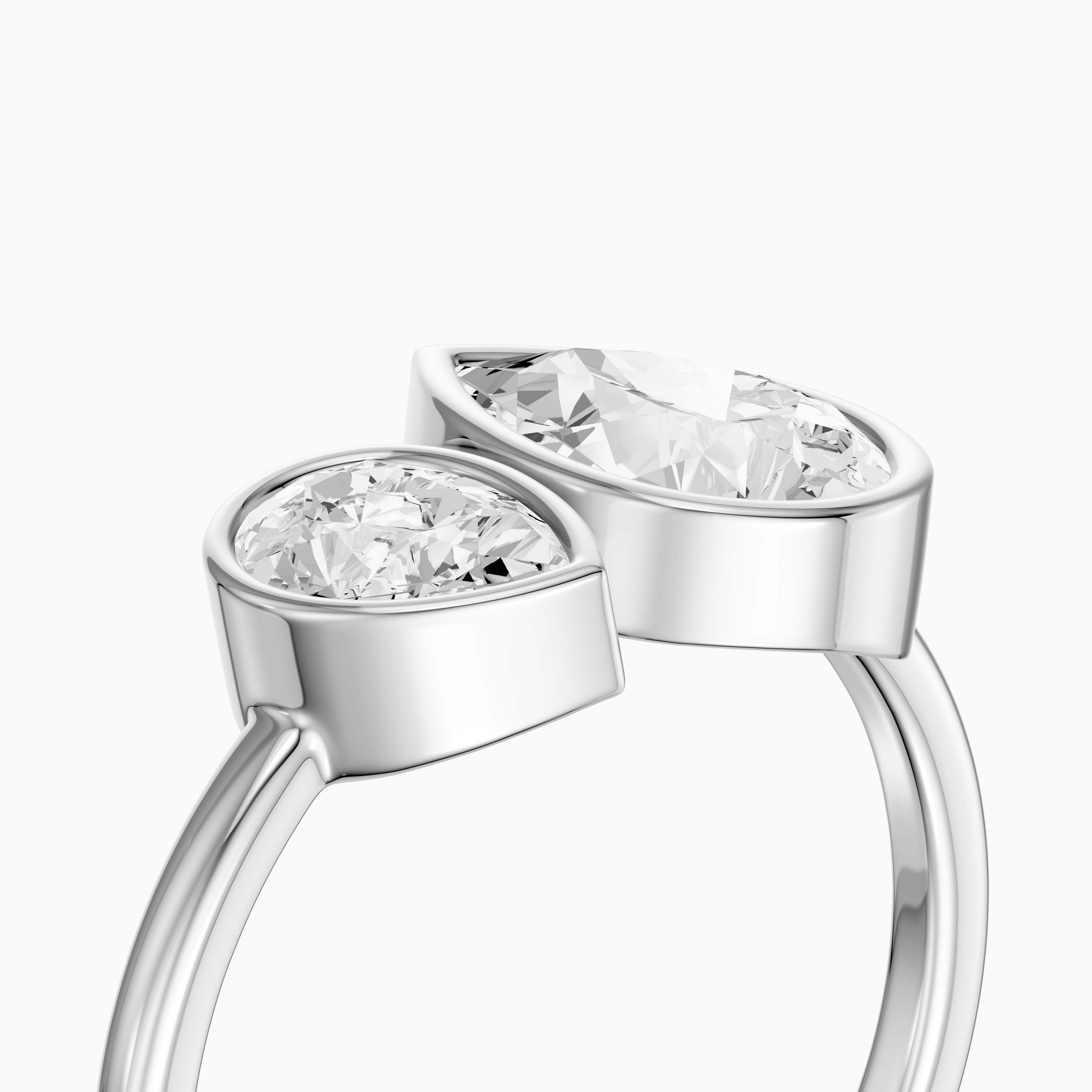 Nora Toi et Moi Pear Cut Lab Grown Diamond Ring in Bezel Setting