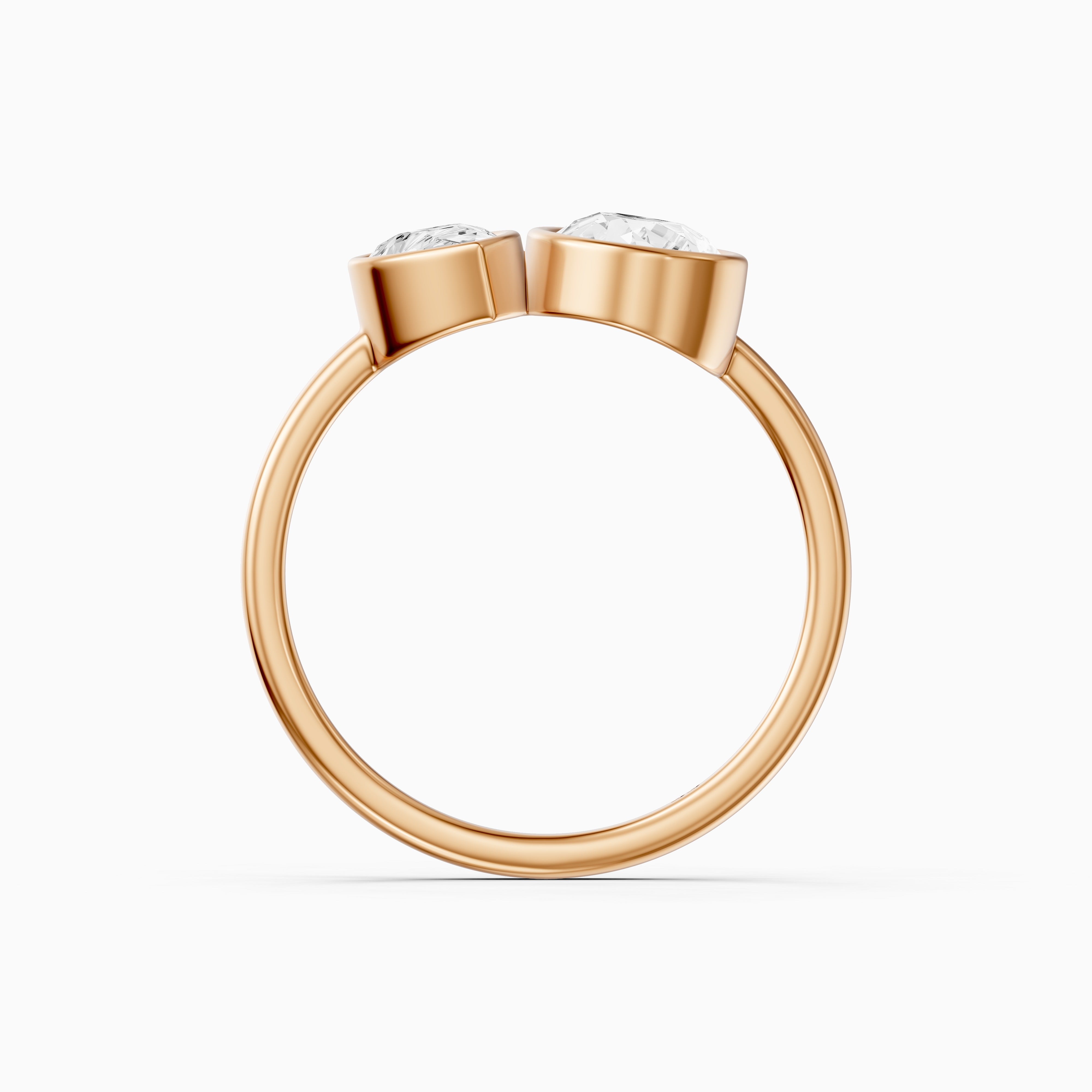 Nora Toi et Moi Pear Cut Lab Grown Diamond Ring in Bezel Setting